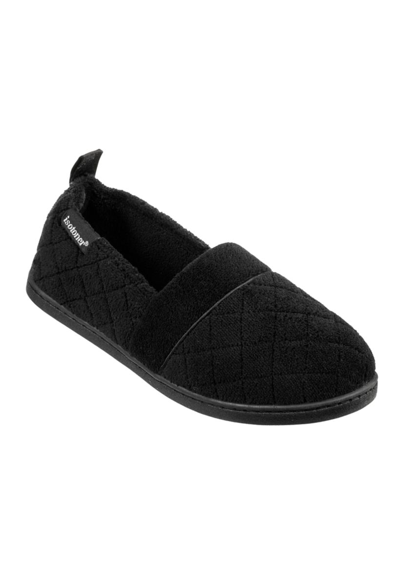  Quilted Memory Foam Micro Terry Slip On Slippers