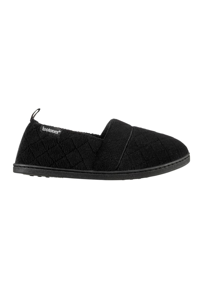  Quilted Memory Foam Micro Terry Slip On Slippers