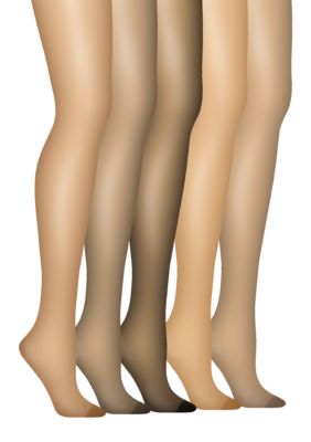 Queen Silky Sheer Extra Wear Control Top Pantyhose Reinforced Toe