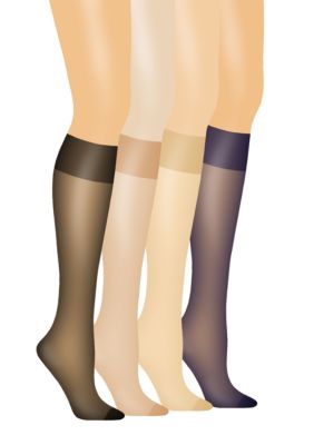 Hanes Women's Silk Reflections Knee Highs With Reinforced Toe, Navy Blue