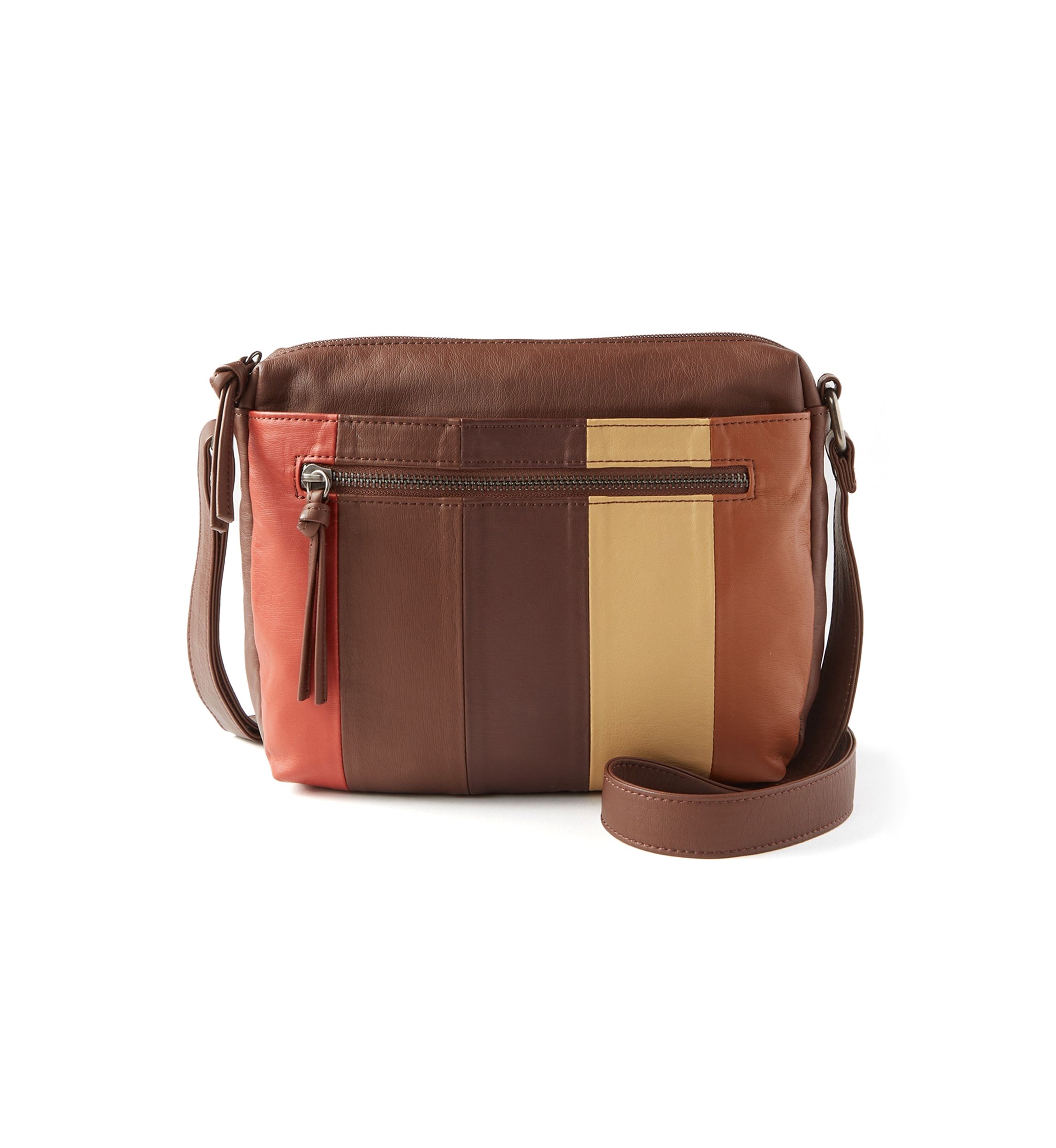 Multi Zip Panel Crossbody Bag