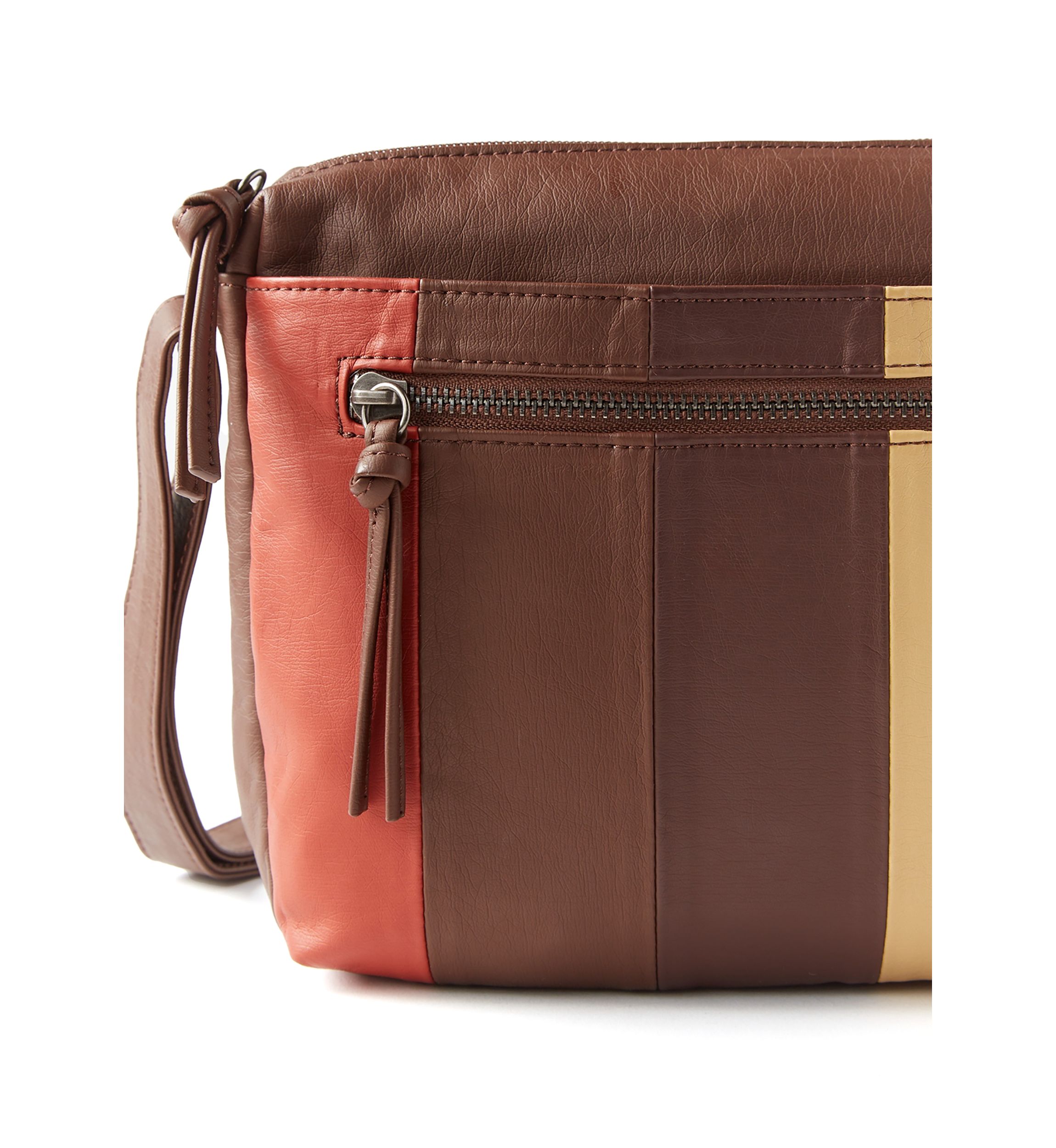 Multi Zip Panel Crossbody Bag