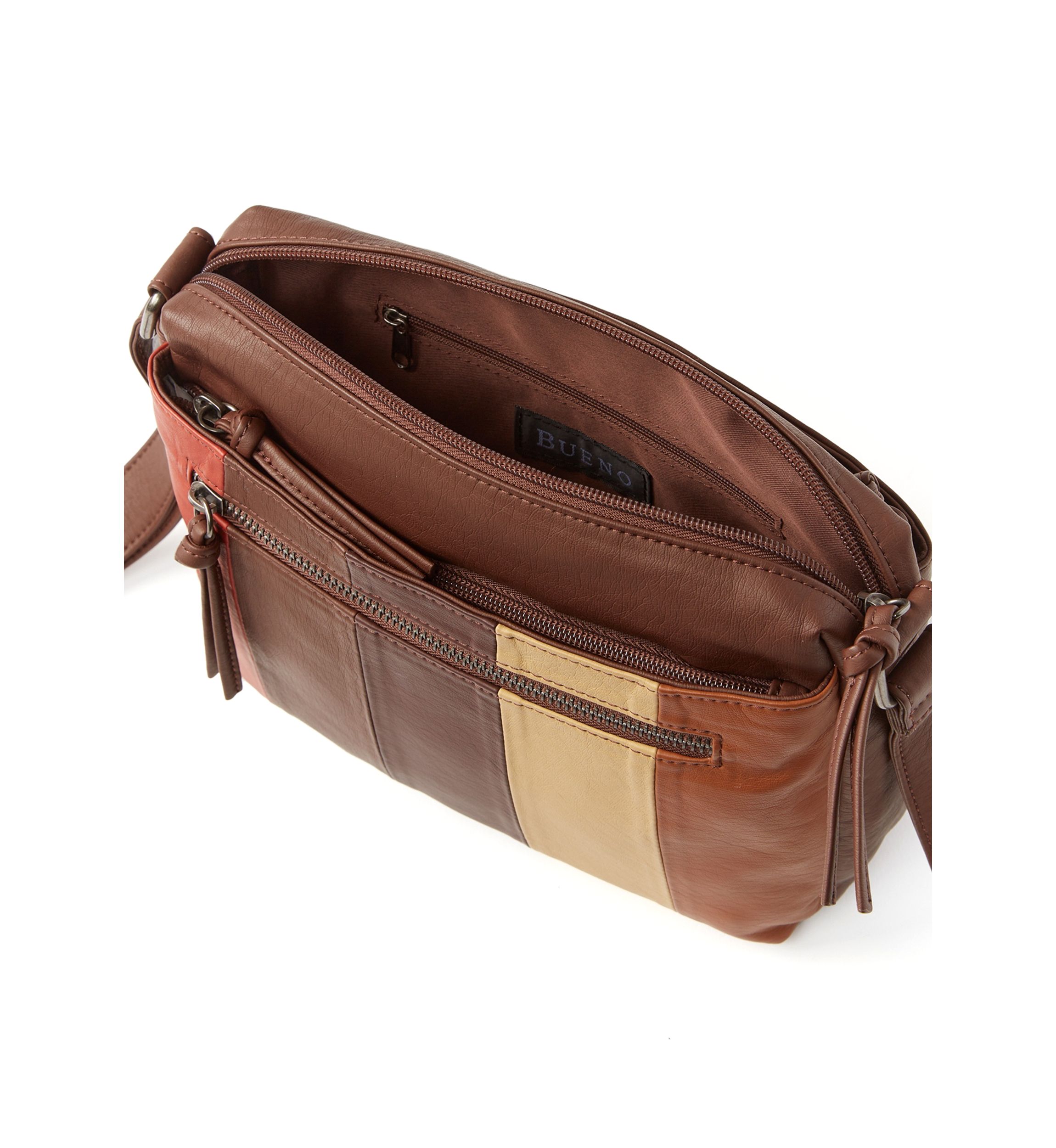 Multi Zip Panel Crossbody Bag