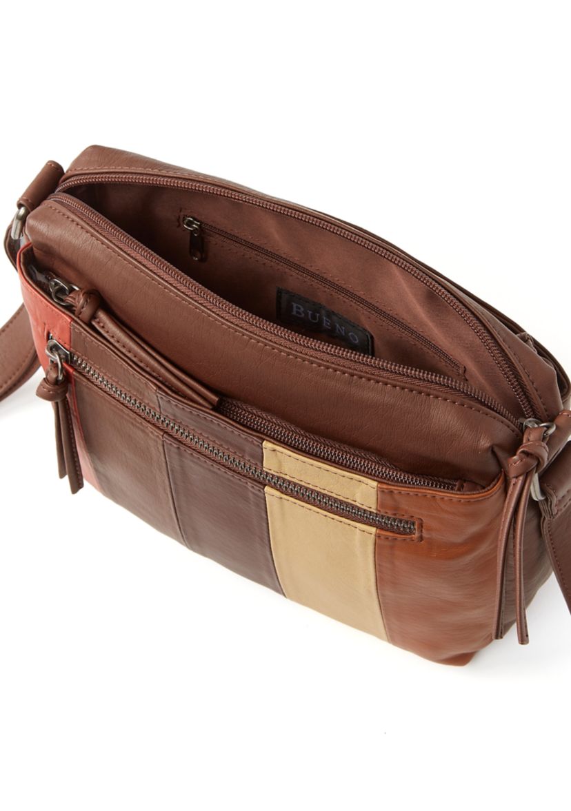 Multi Zip Panel Crossbody Bag