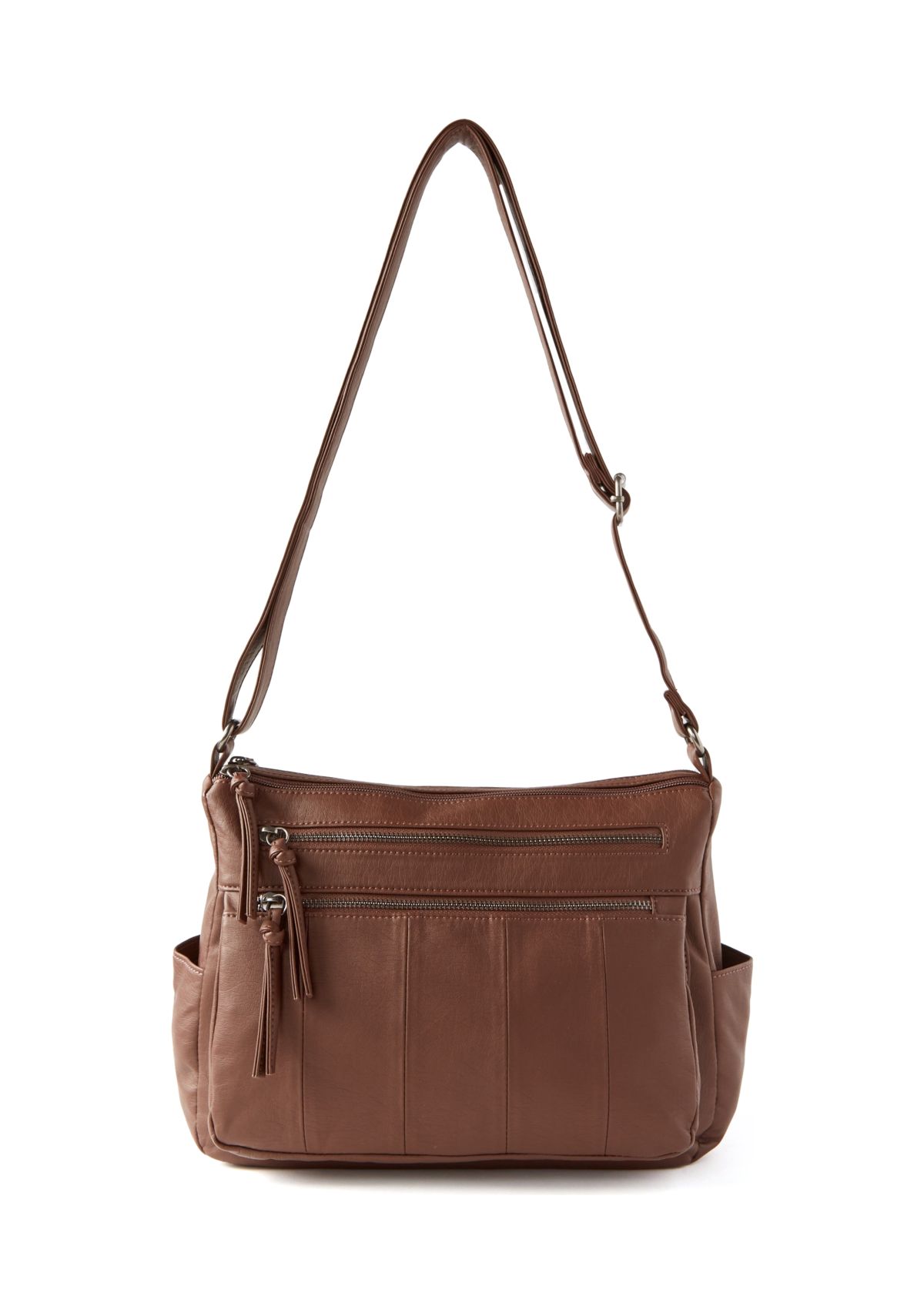 Multi Zip Panel Shoulder Bag