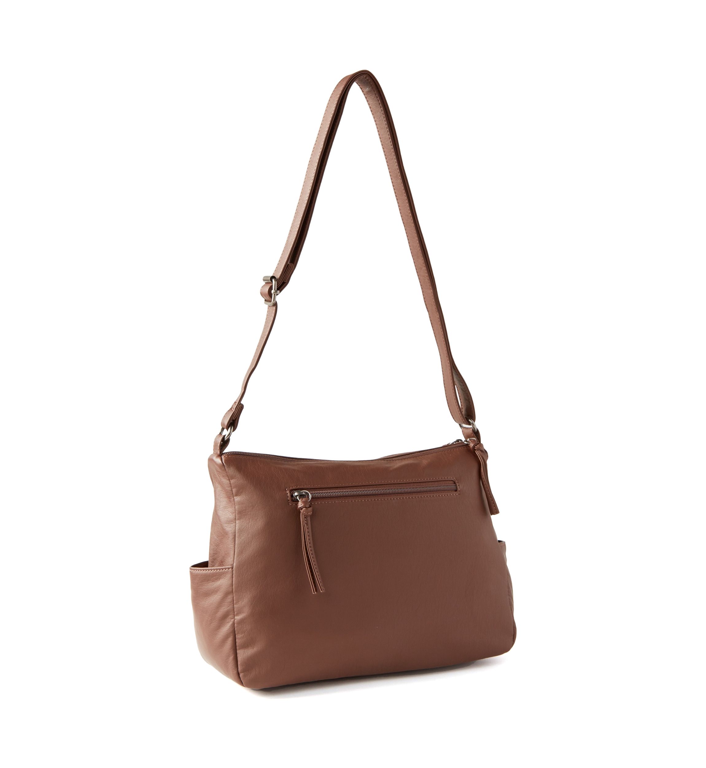 Multi Zip Panel Shoulder Bag
