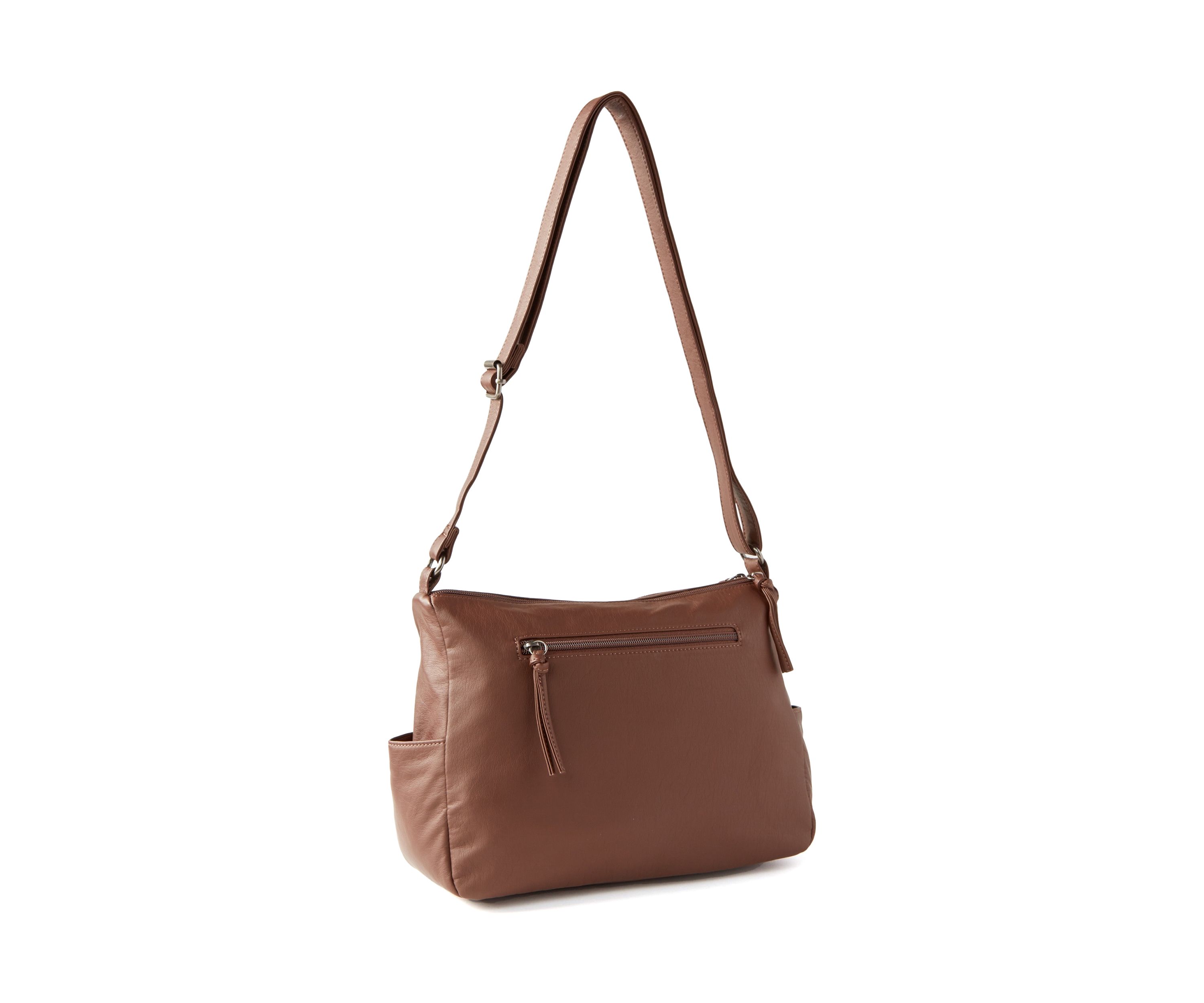 Multi Zip Panel Shoulder Bag