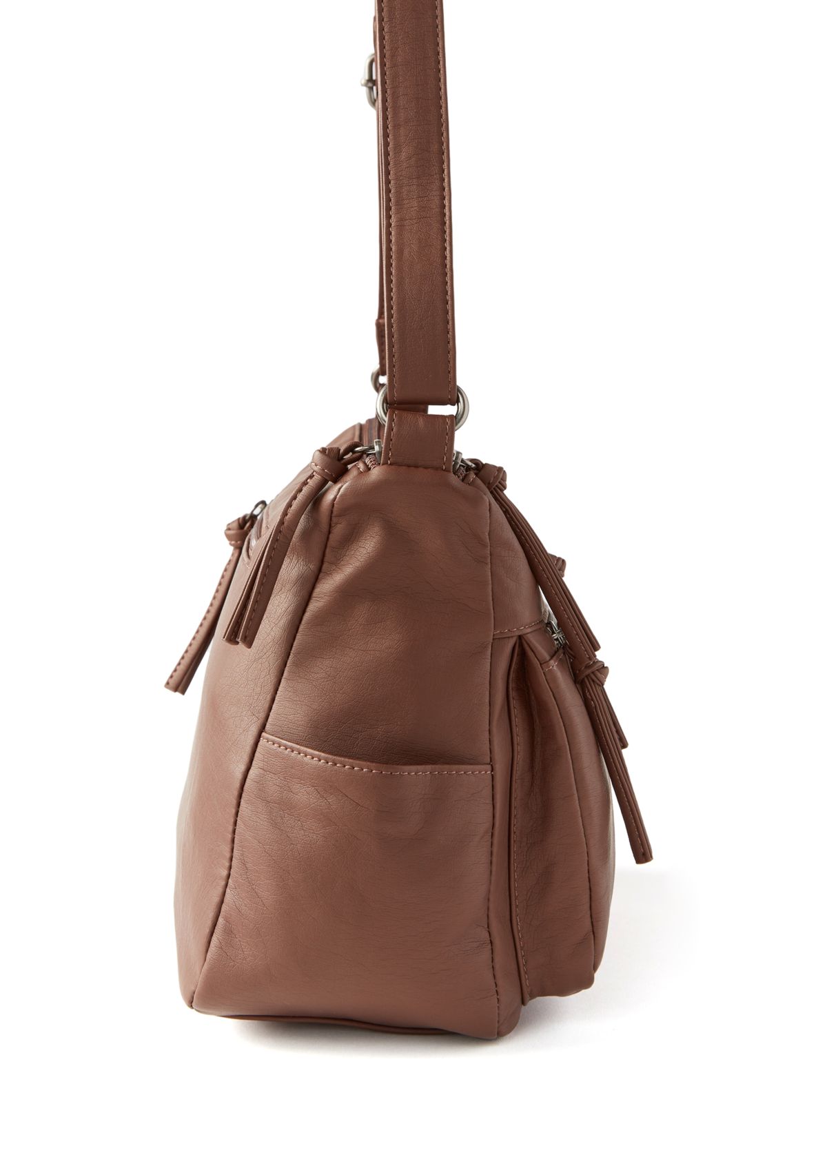 Multi Zip Panel Shoulder Bag