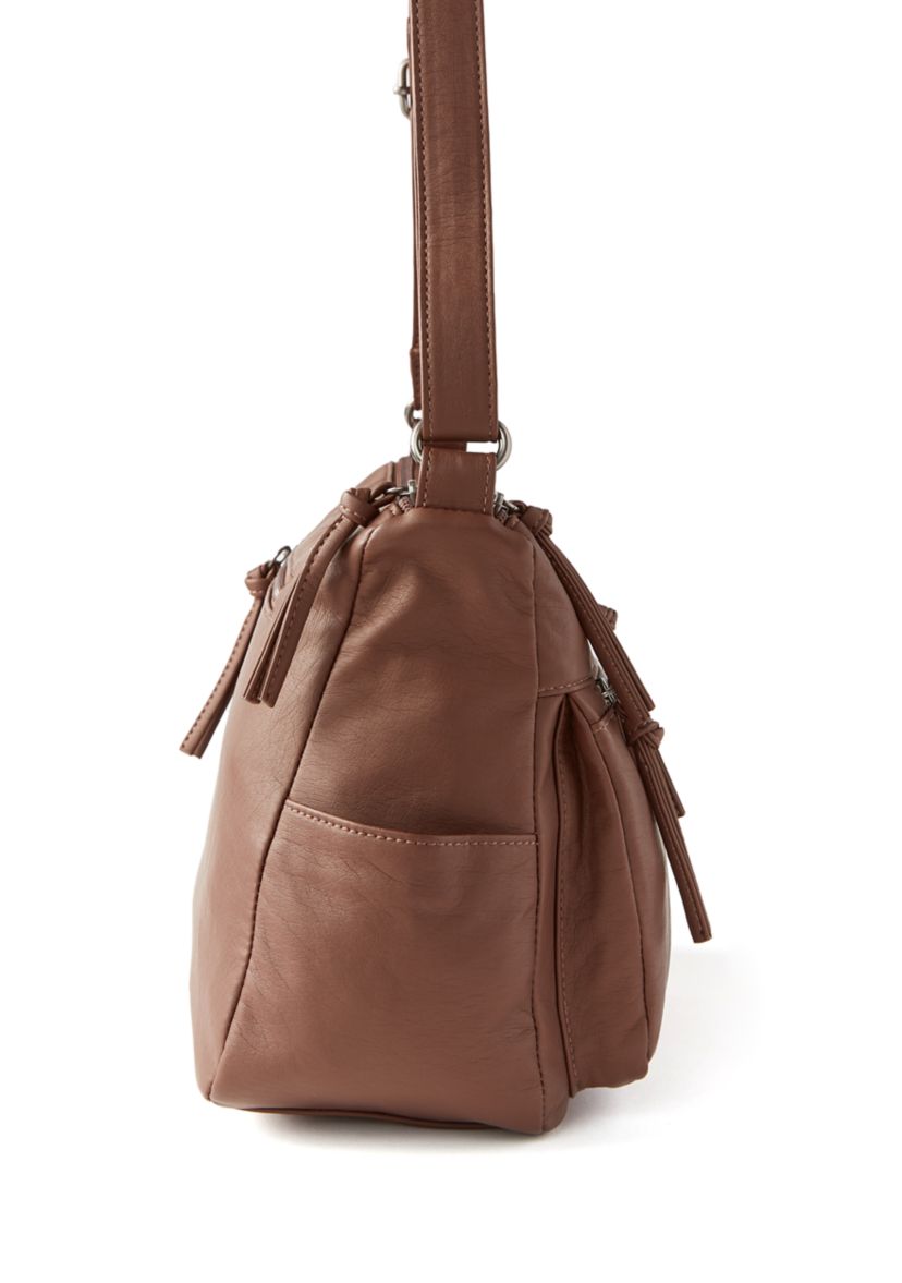 Multi Zip Panel Shoulder Bag