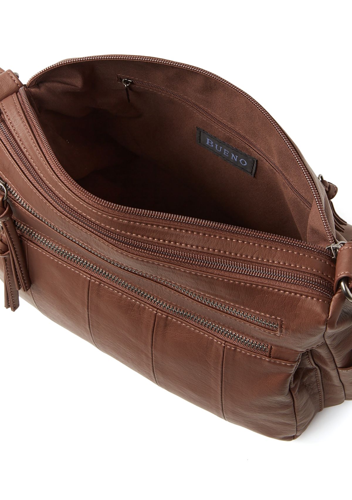 Multi Zip Panel Shoulder Bag