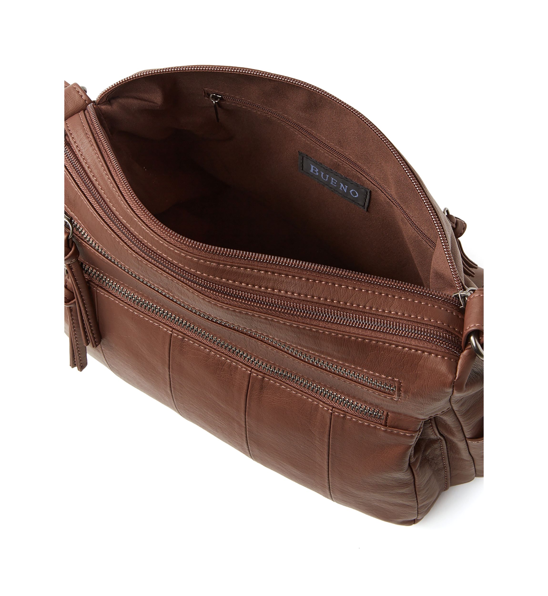 Multi Zip Panel Shoulder Bag