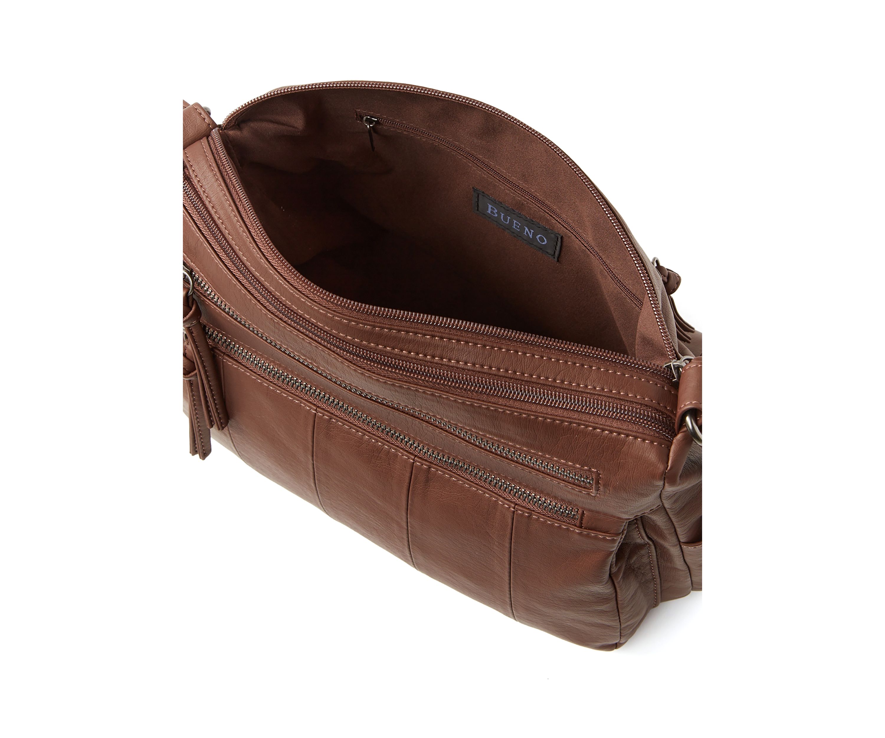 Multi Zip Panel Shoulder Bag