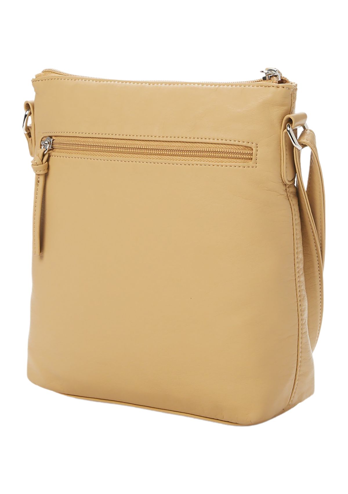 Woven Inset Washed Top Zip Crossbody