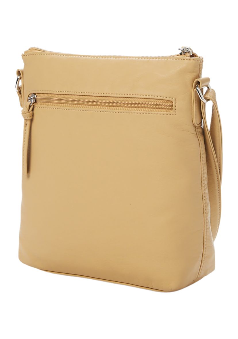 Woven Inset Washed Top Zip Crossbody
