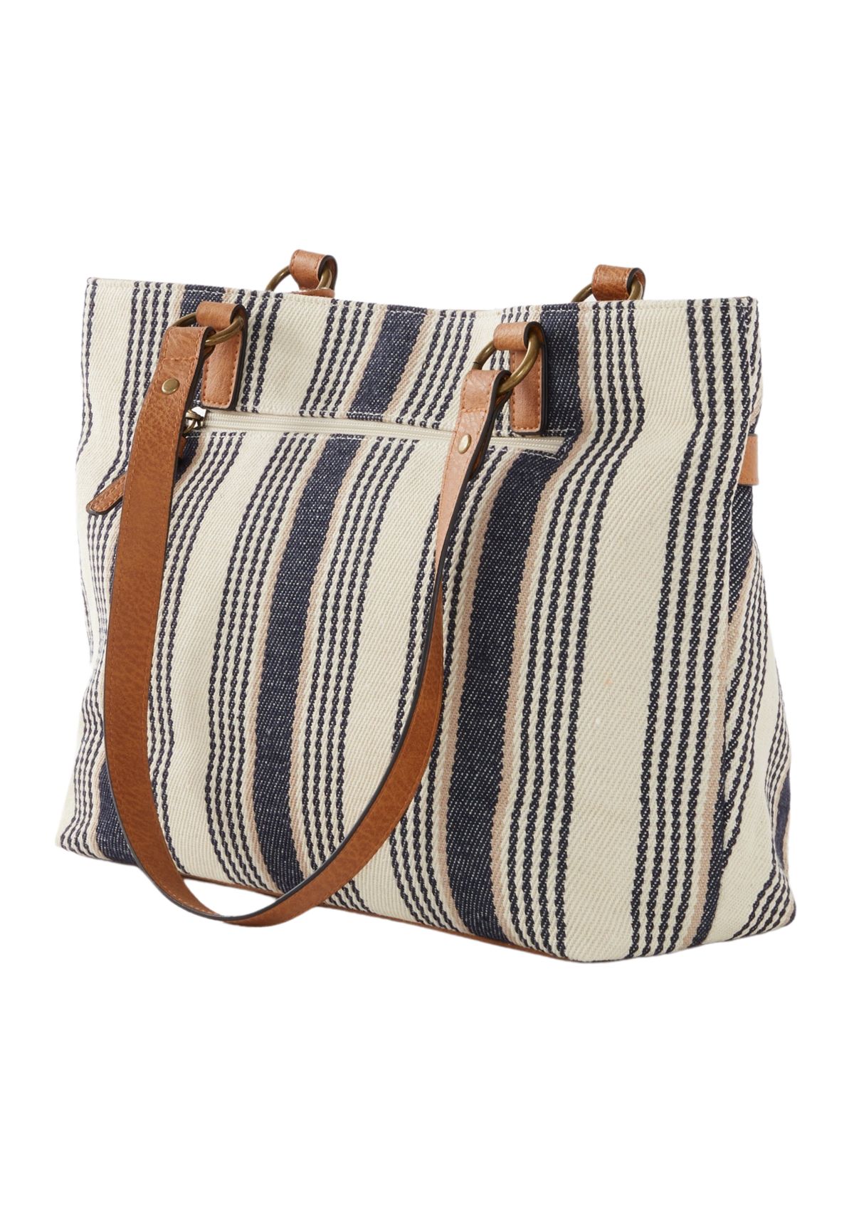 Stripe Navy Canvas Shoulder Bag