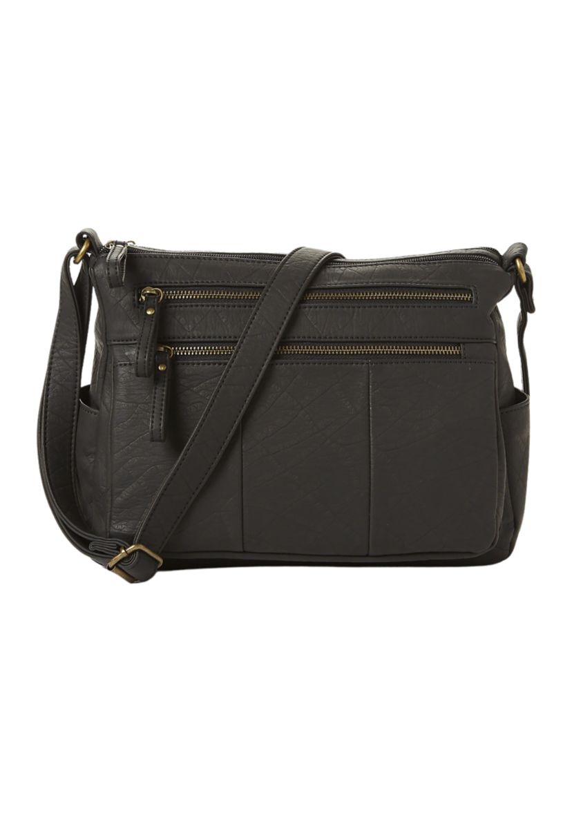 Double Zip Pocket Shoulder Bag 