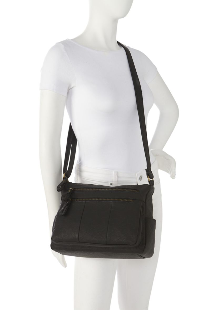 Double Zip Pocket Shoulder Bag 