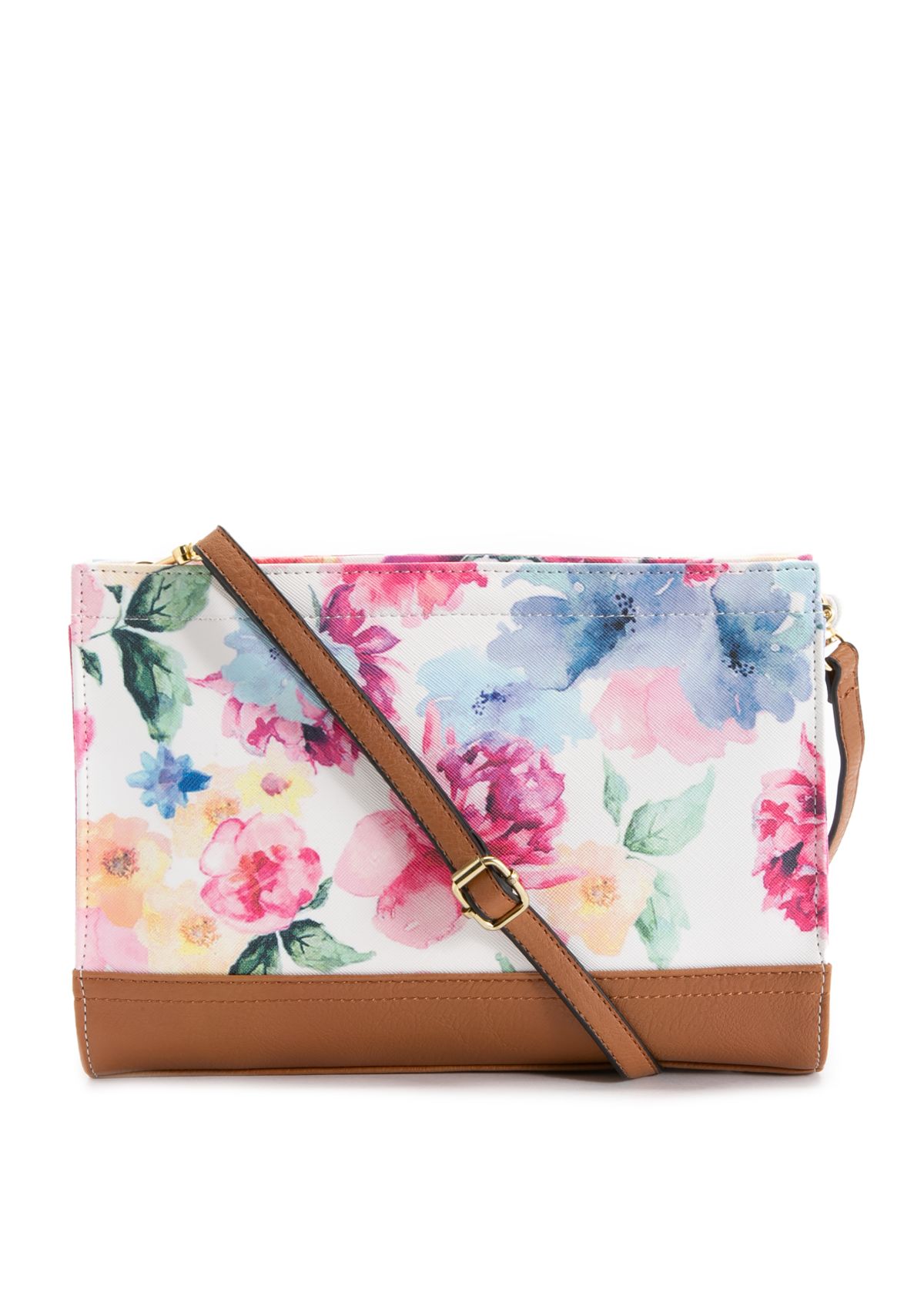 Printed Watercolor Floral Mid Size Convertible Clutch
