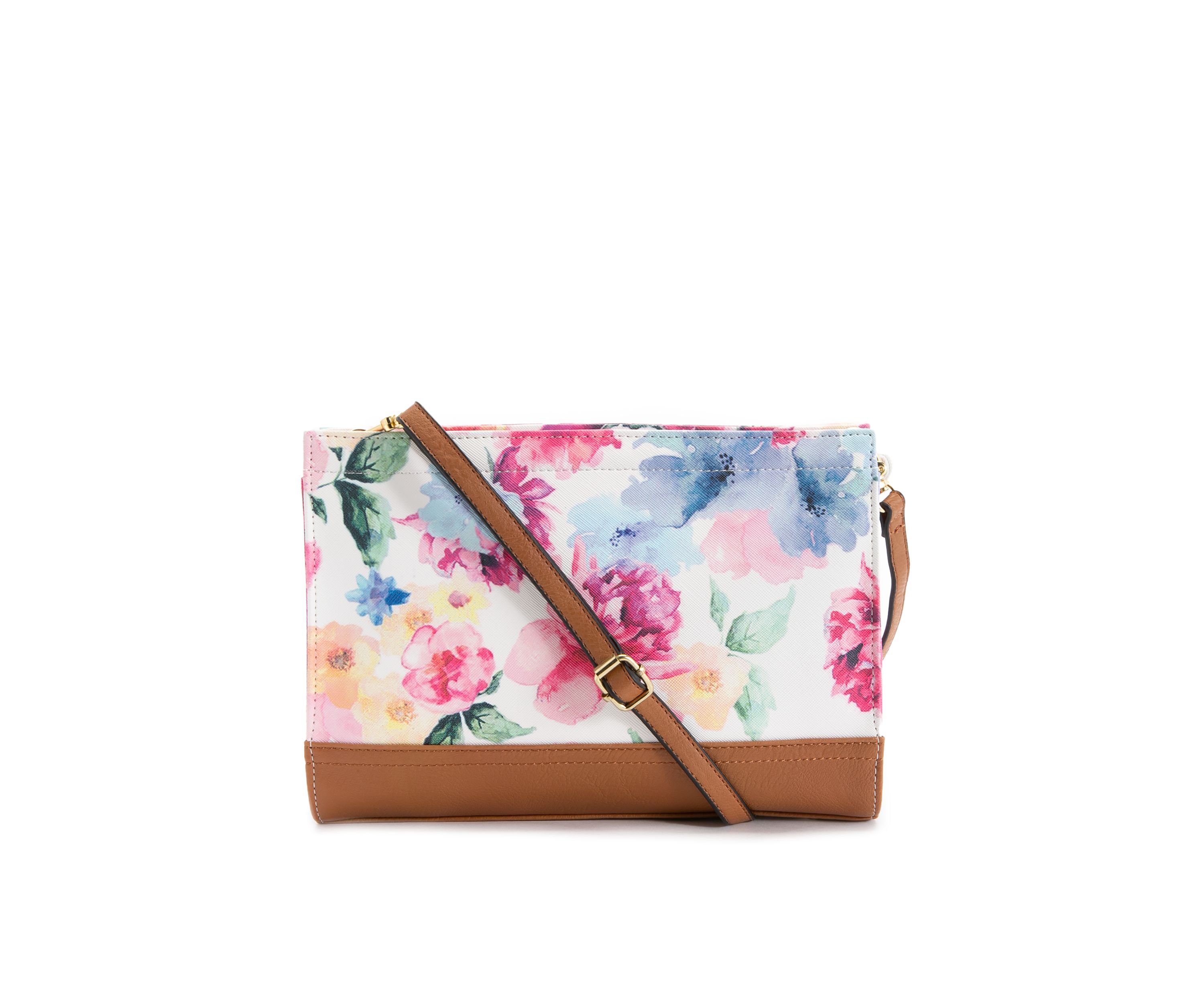 Printed Watercolor Floral Mid Size Convertible Clutch