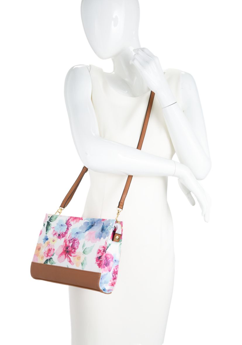 Printed Watercolor Floral Mid Size Convertible Clutch