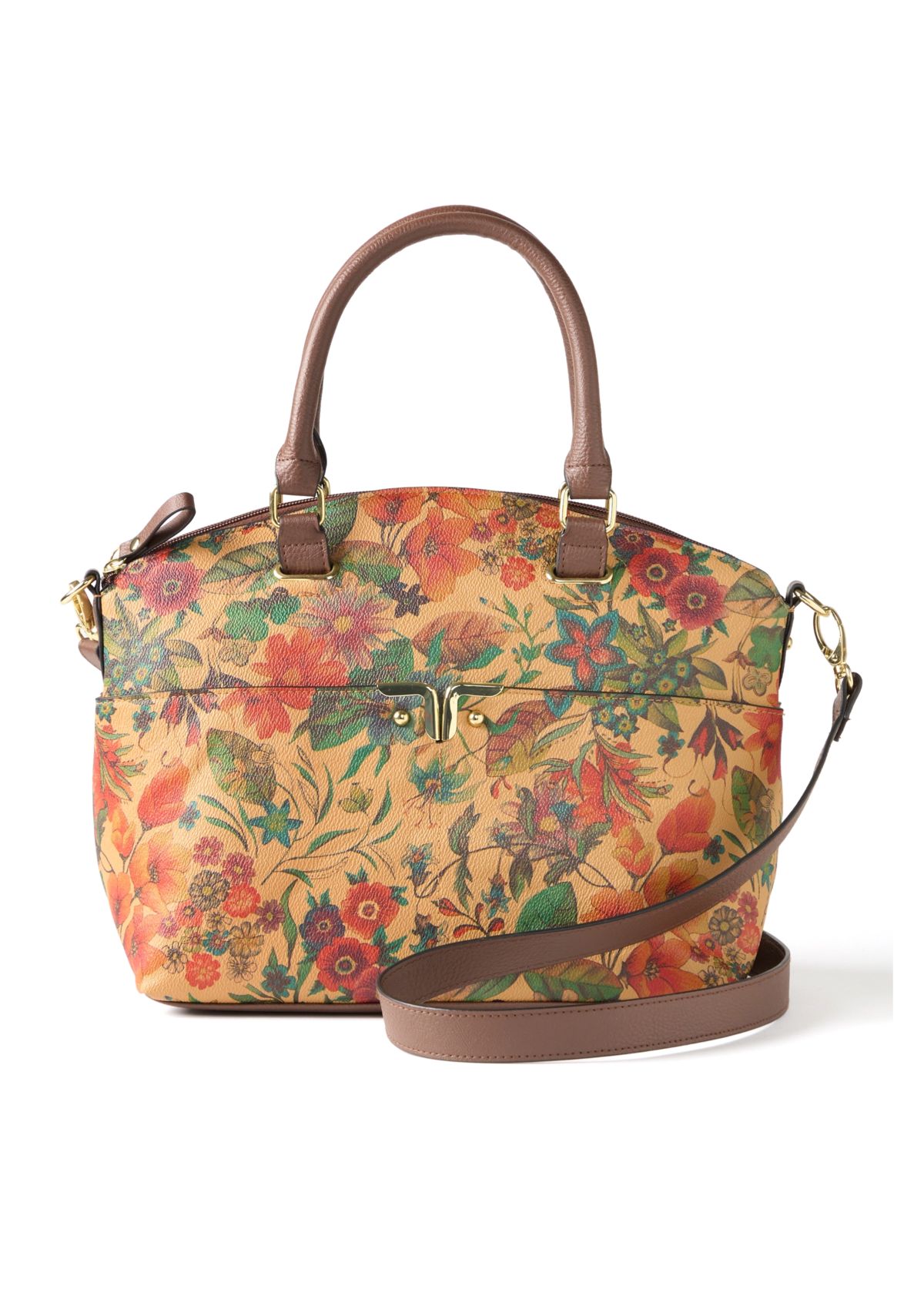 Floral Print Dome Satchel Bag