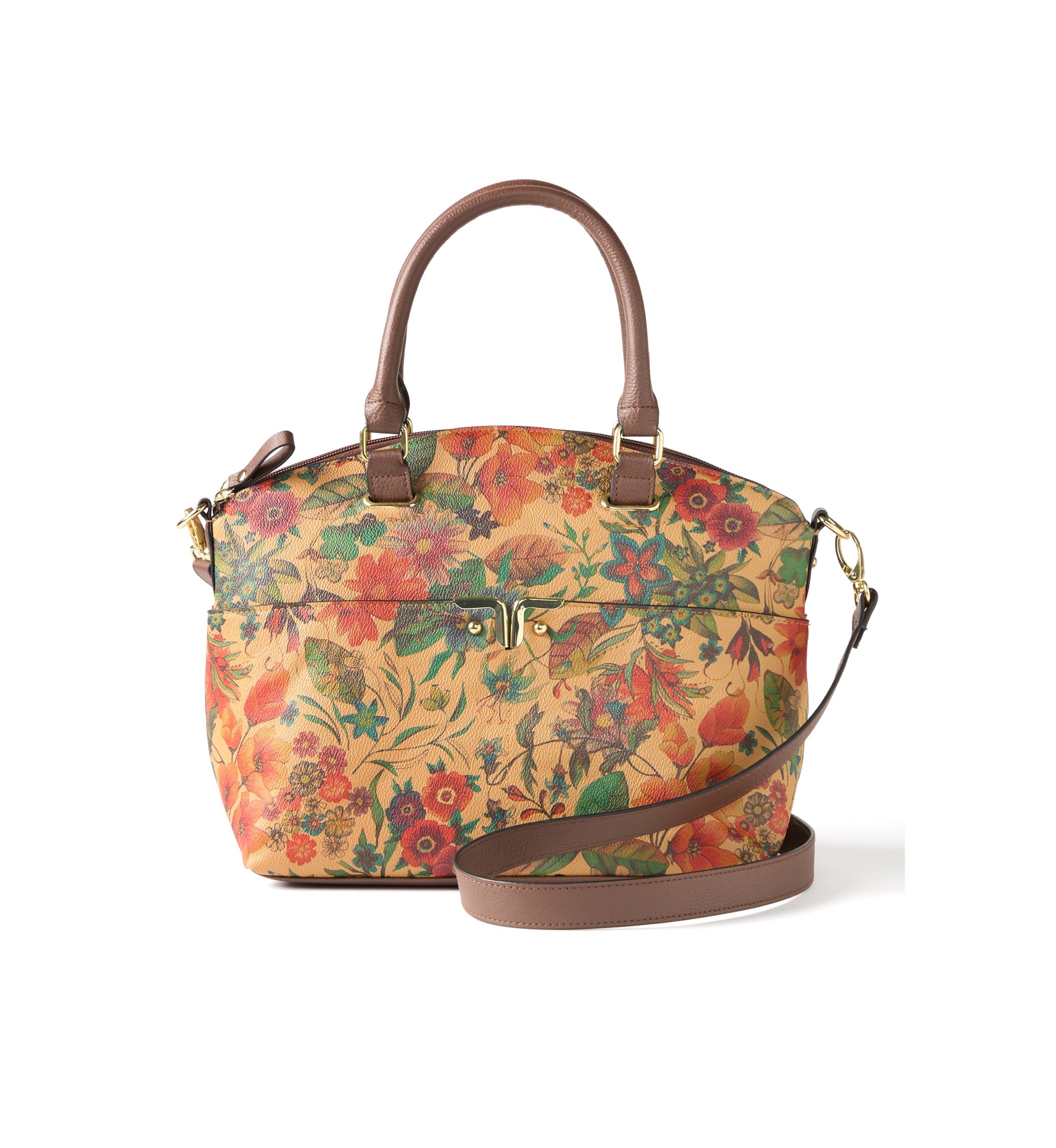 Floral Print Dome Satchel Bag