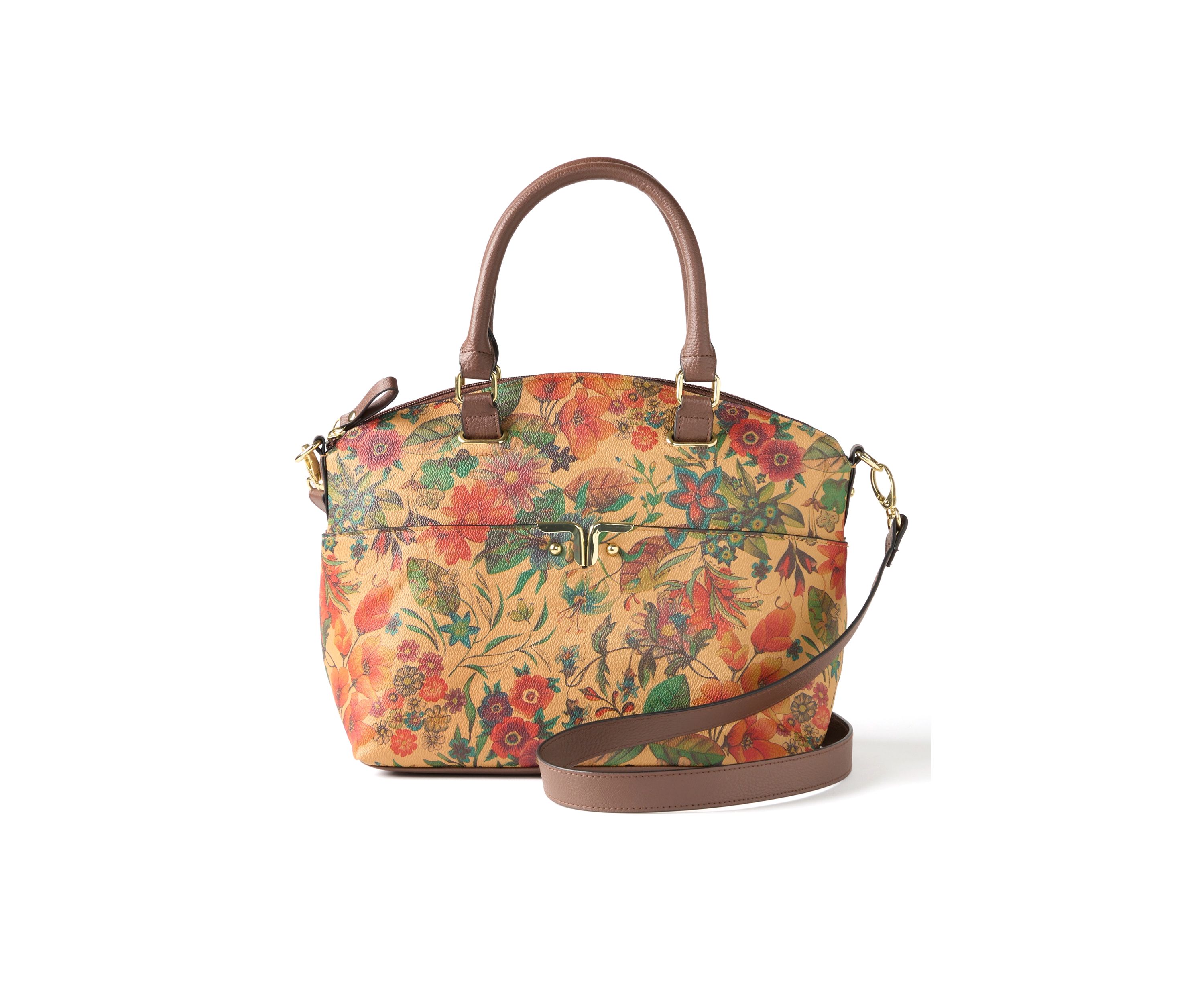 Floral Print Dome Satchel Bag