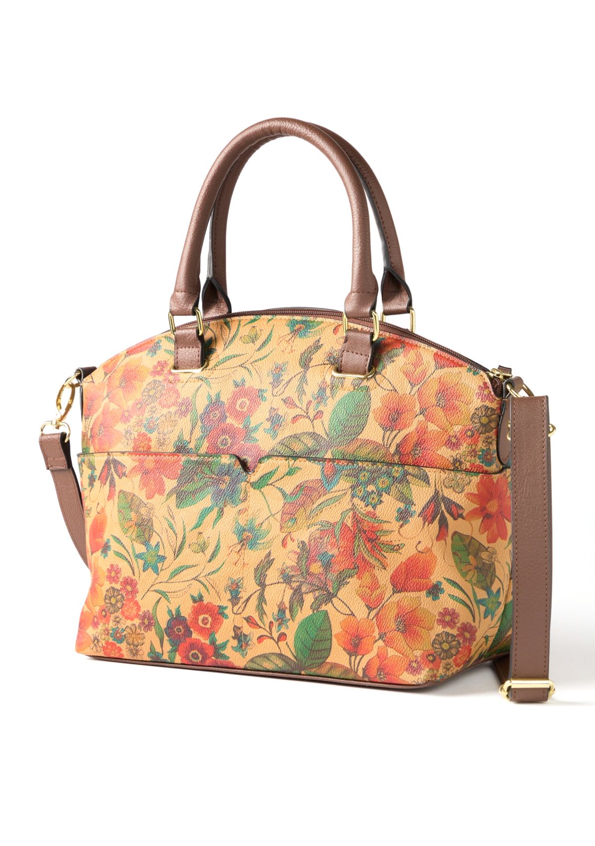 Floral Print Dome Satchel Bag