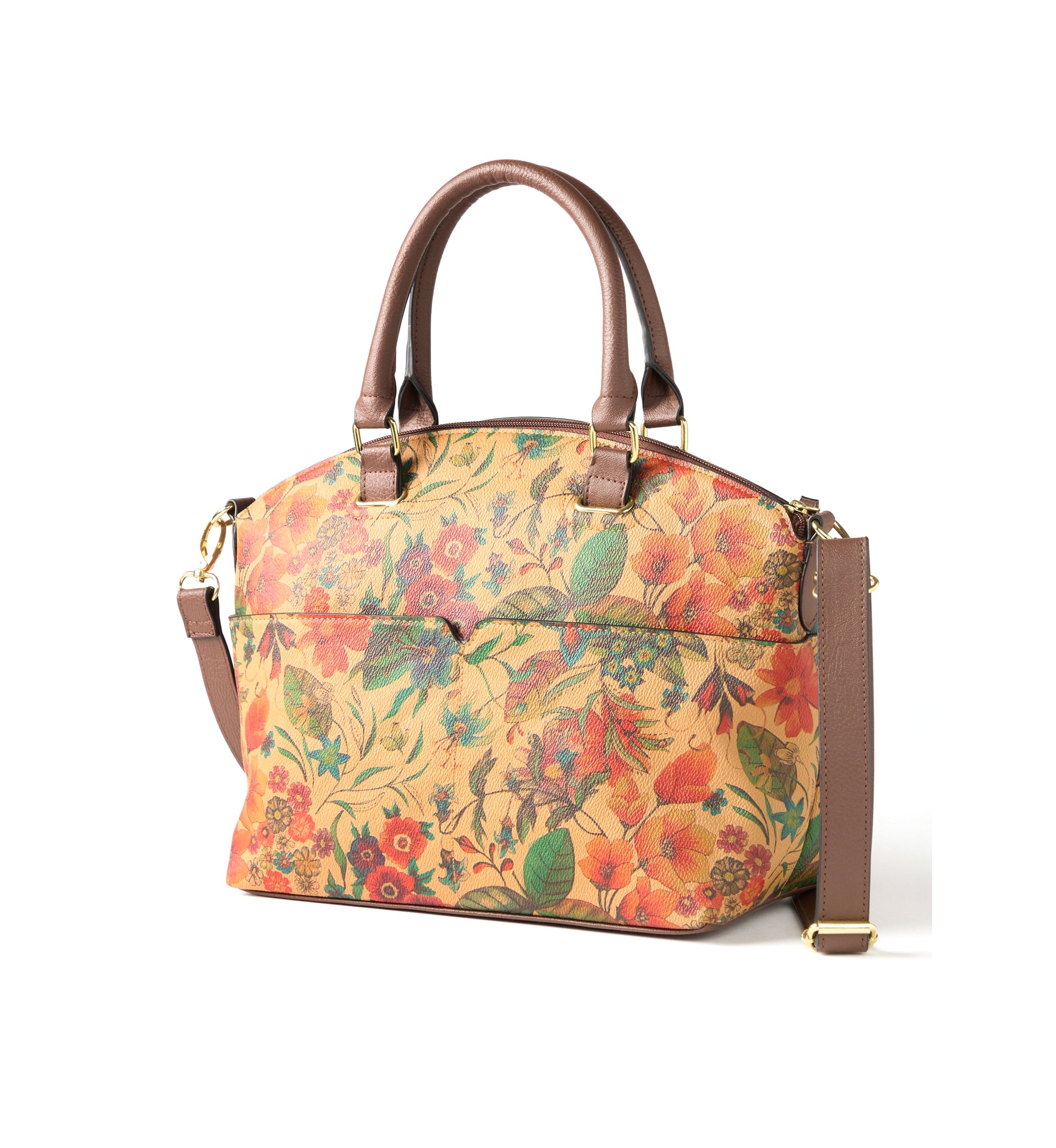 Floral Print Dome Satchel Bag
