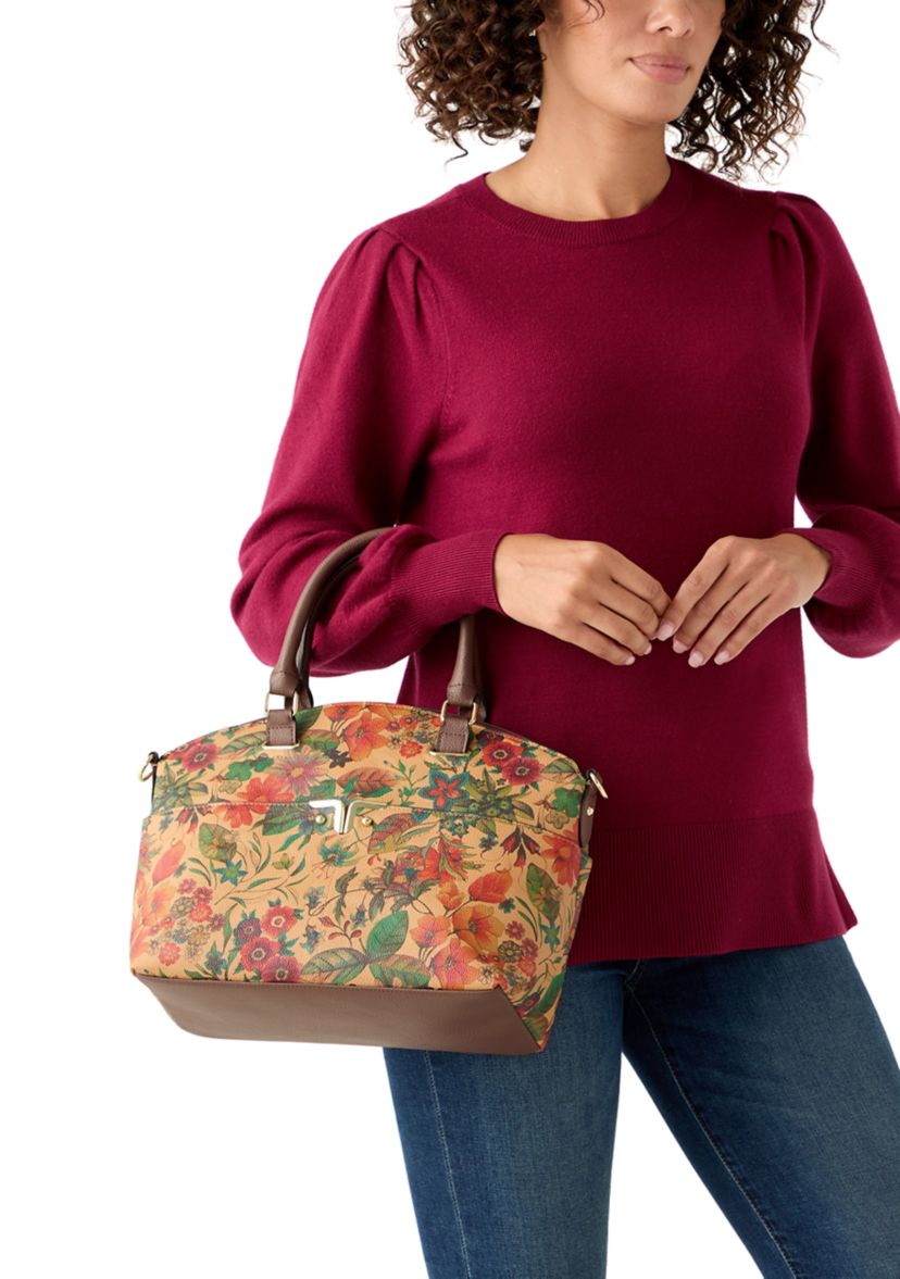 Floral Print Dome Satchel Bag