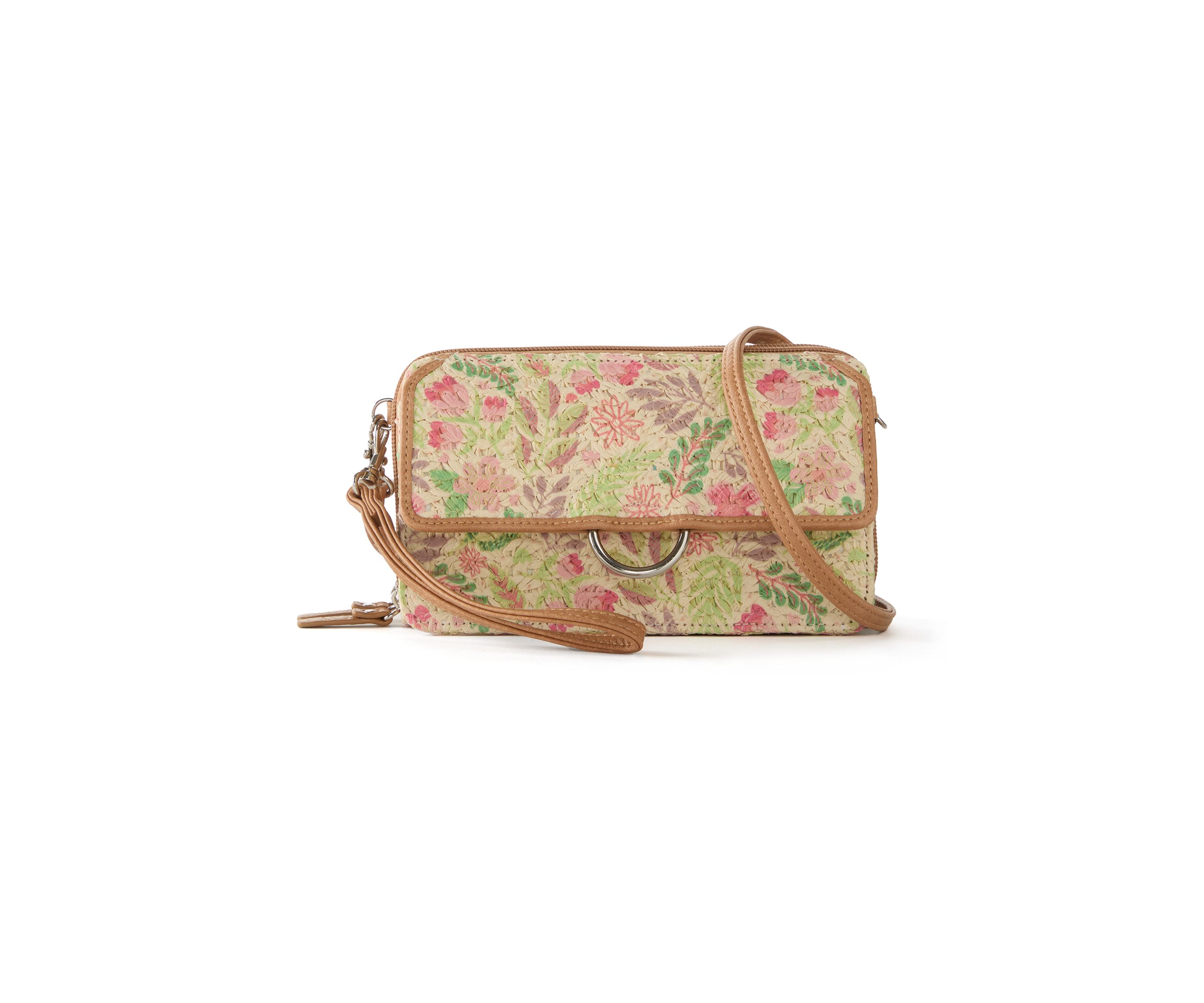 Printed Straw Phone Crossbody