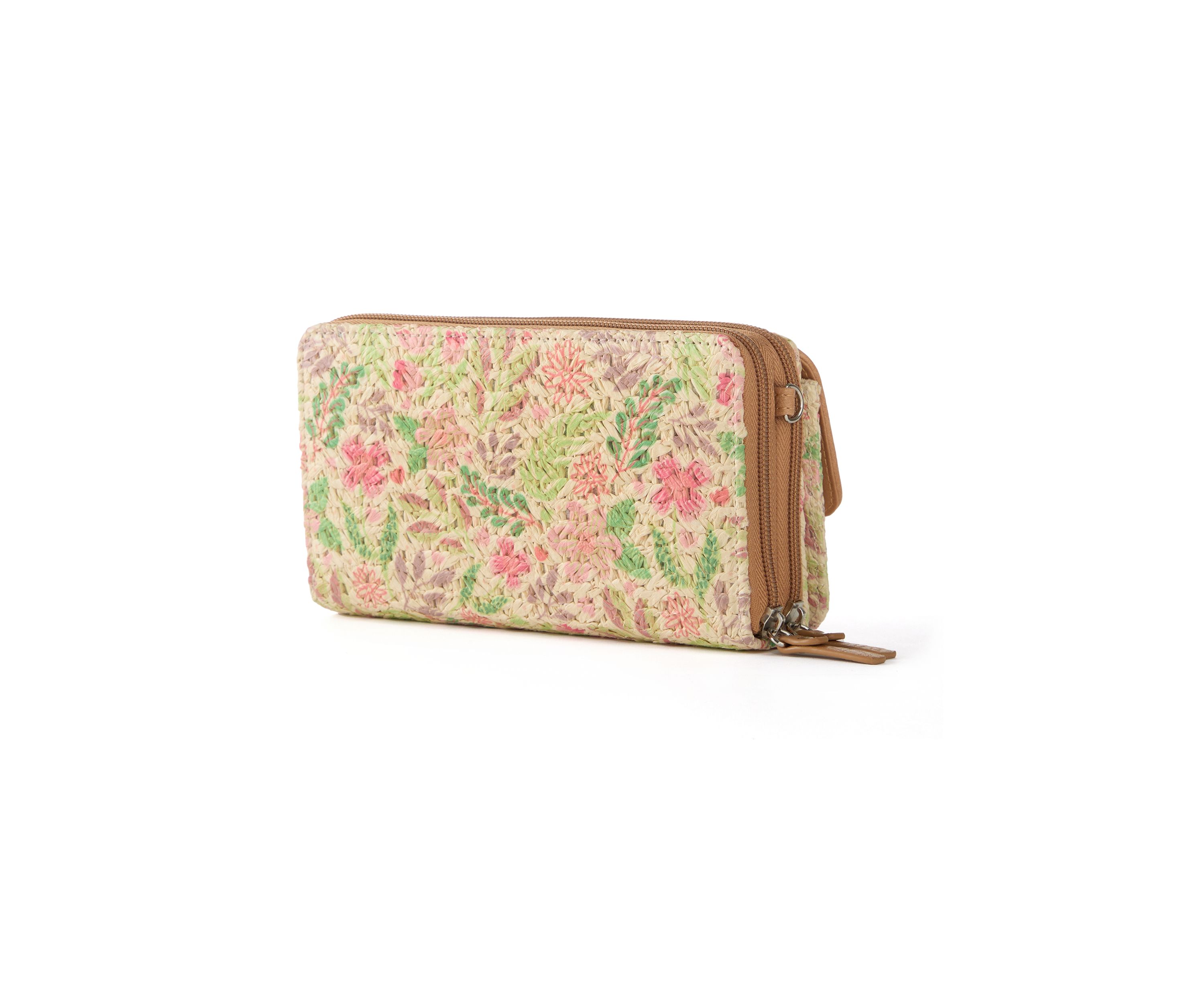 Printed Straw Phone Crossbody