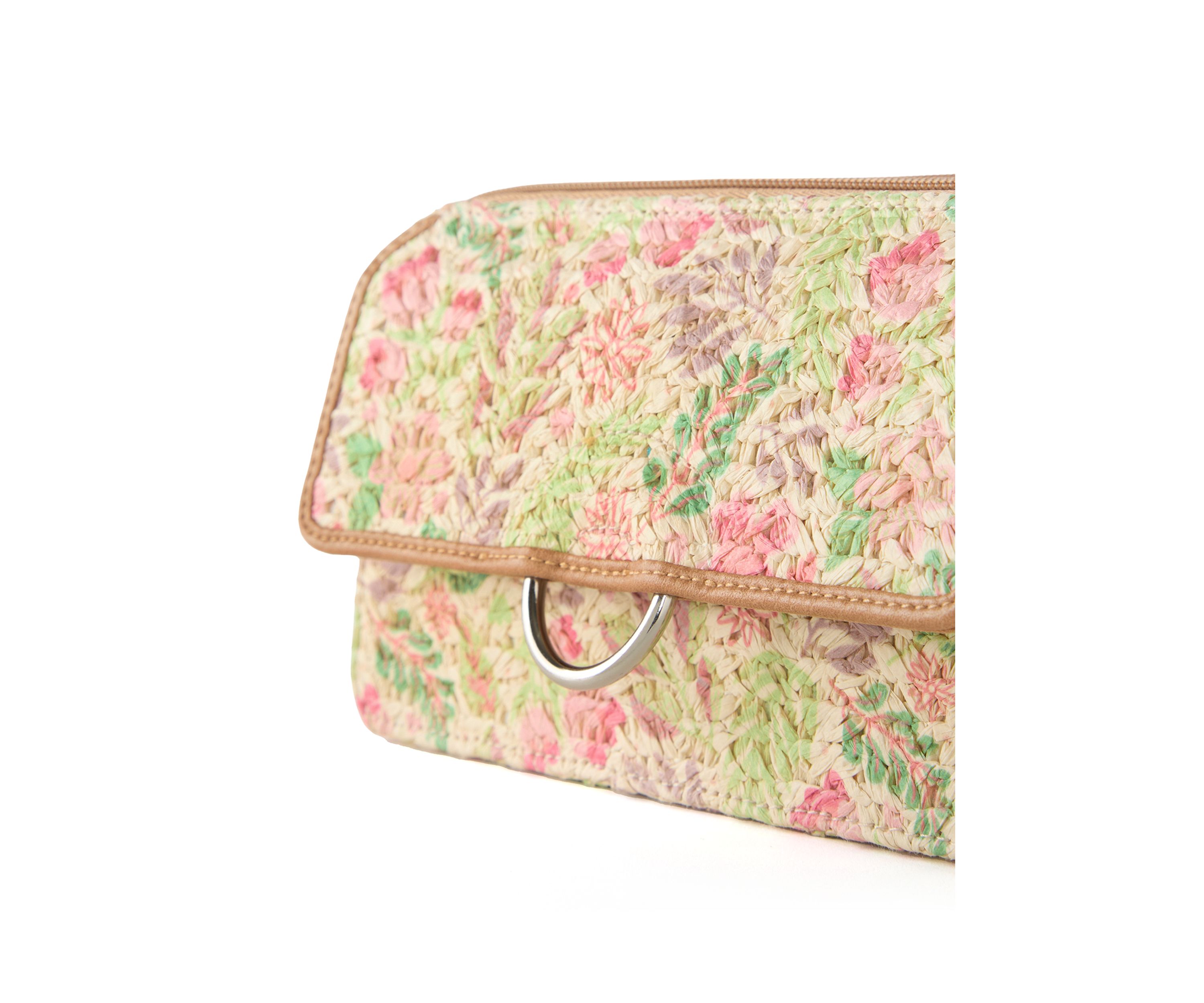 Printed Straw Phone Crossbody