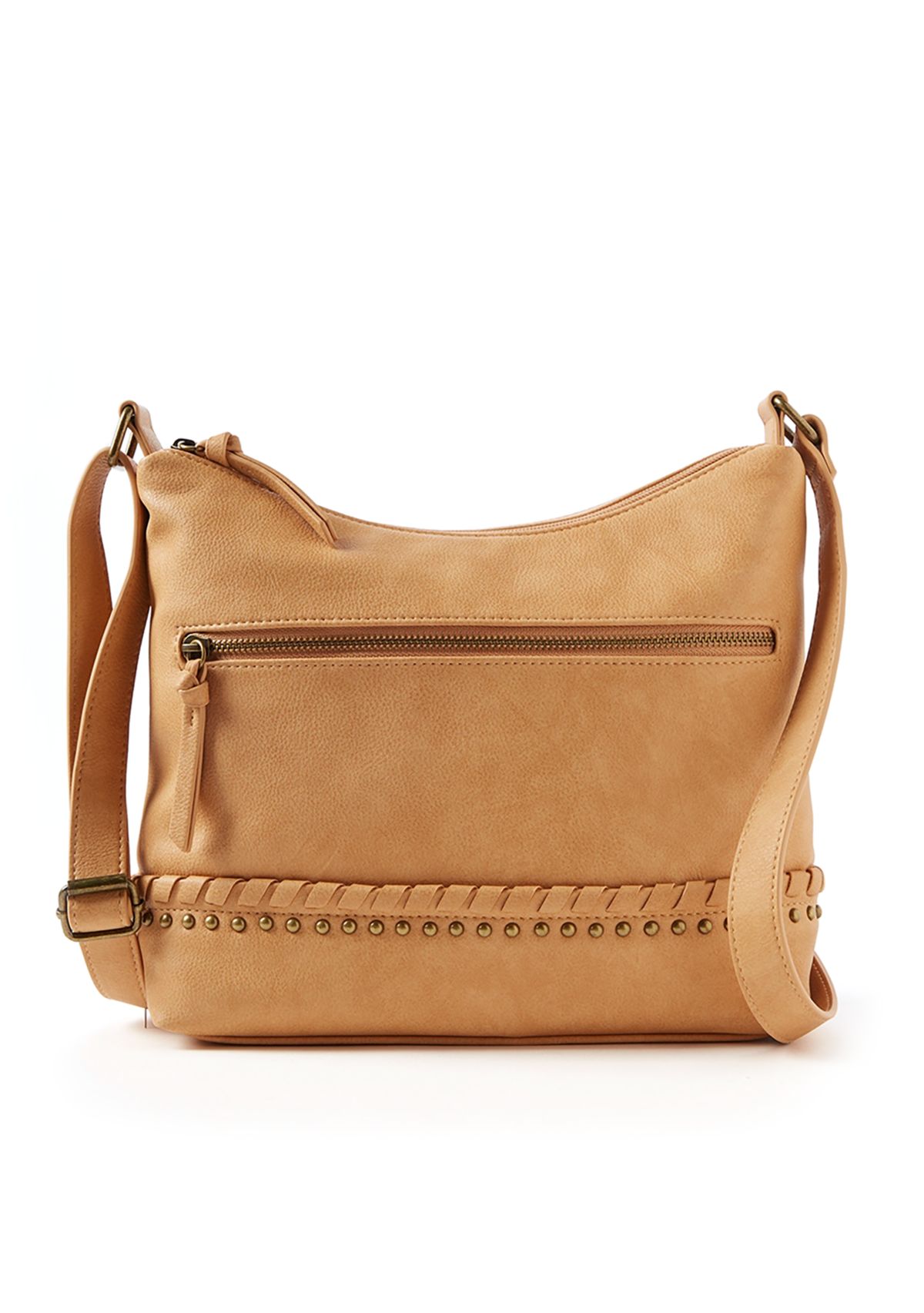 Whip Stitch Top Zip Shoulder Bag