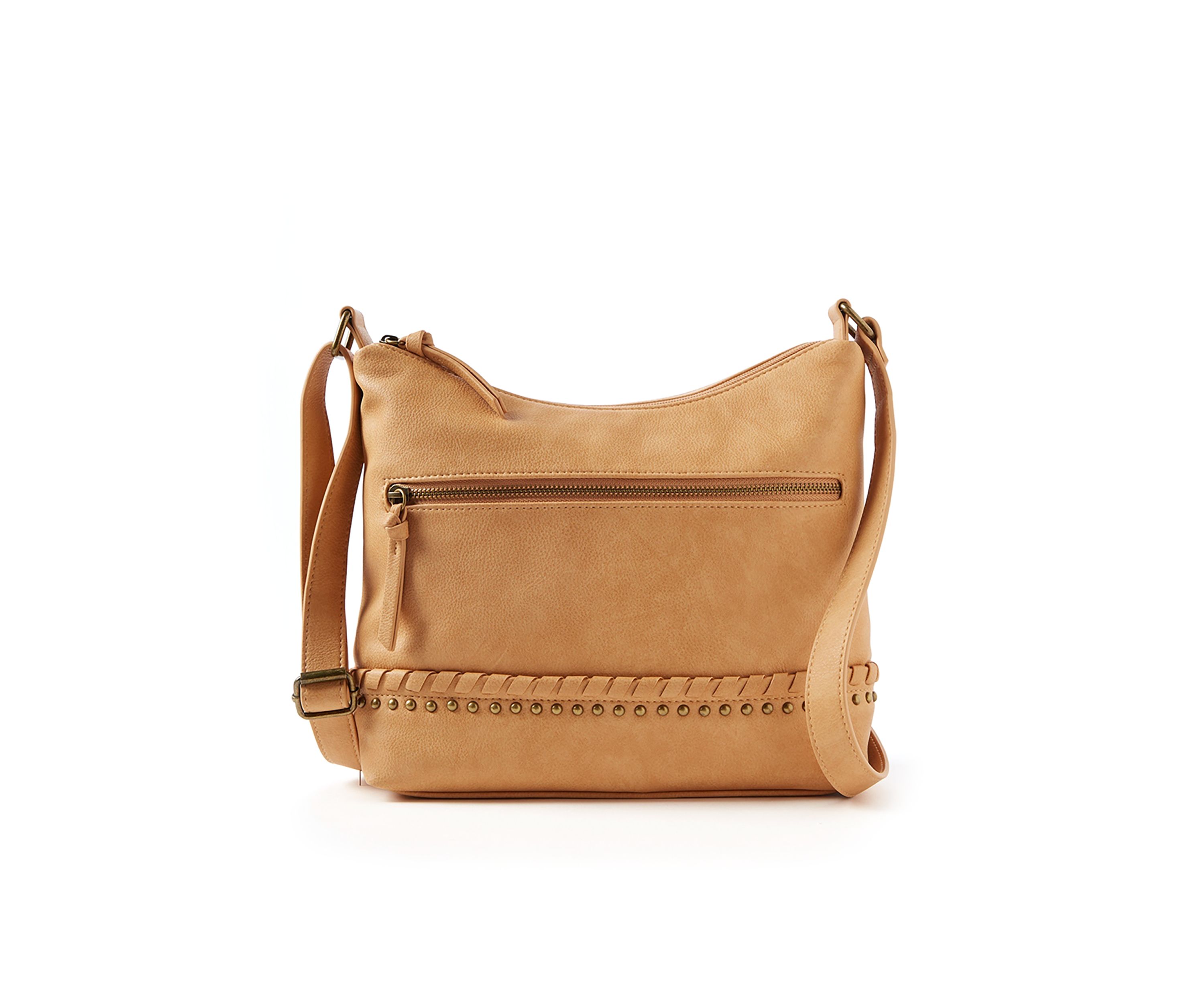 Whip Stitch Top Zip Shoulder Bag