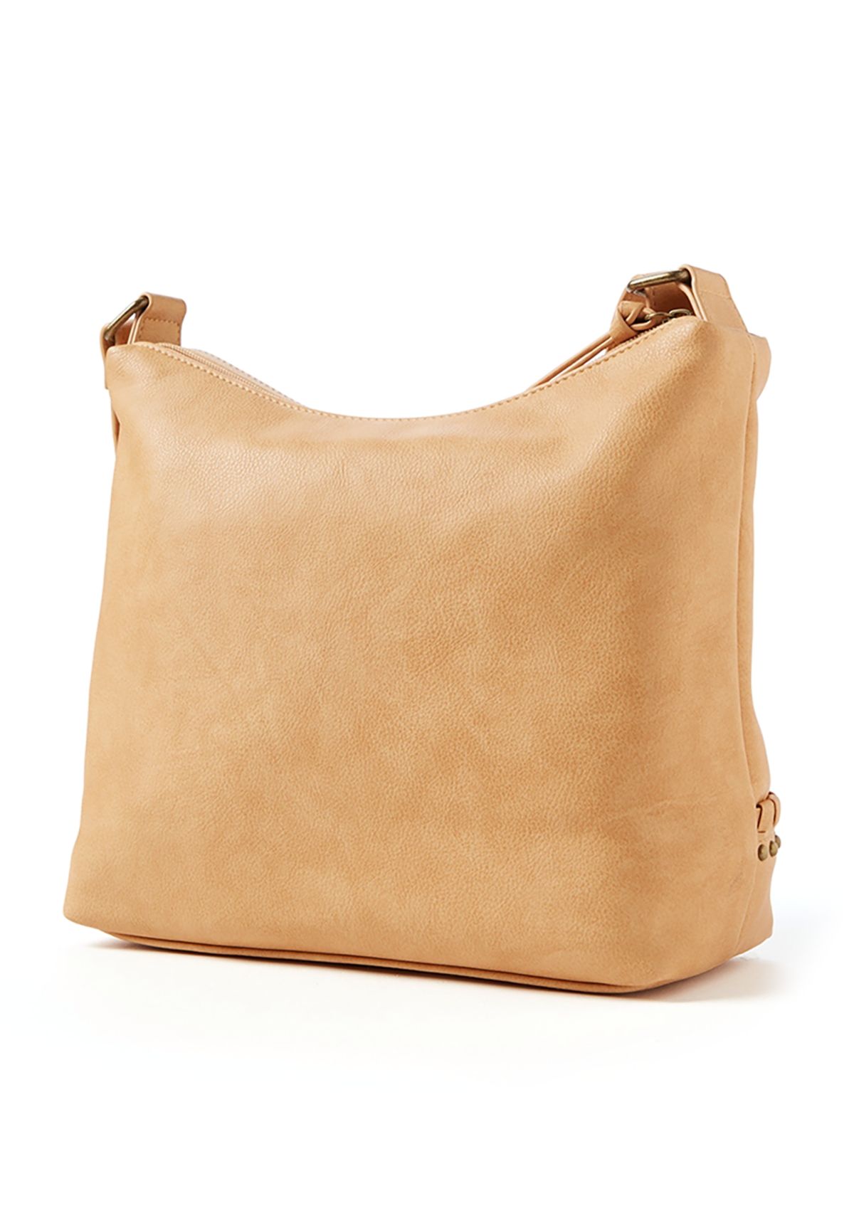 Whip Stitch Top Zip Shoulder Bag