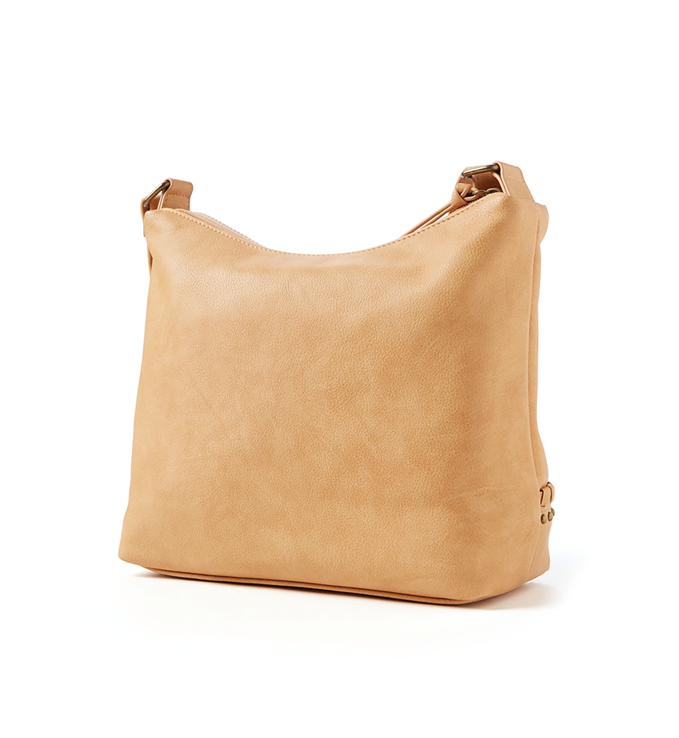 Whip Stitch Top Zip Shoulder Bag