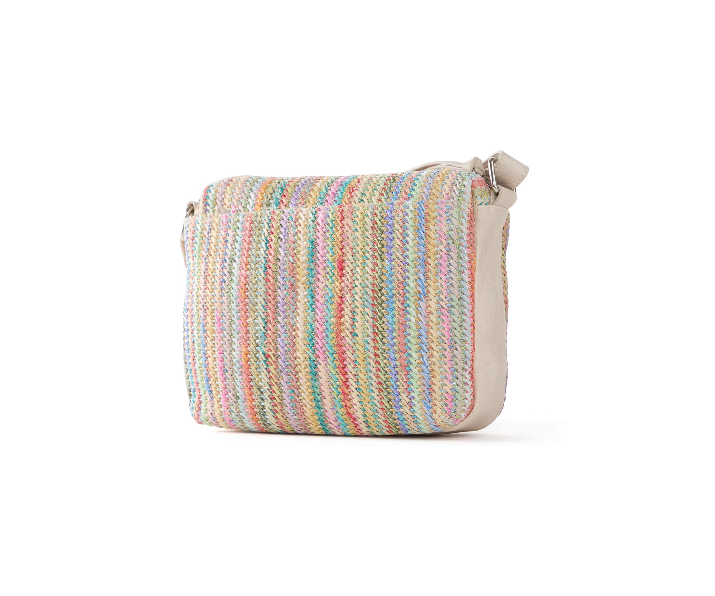 Straw Zipper Front Crossbody 
