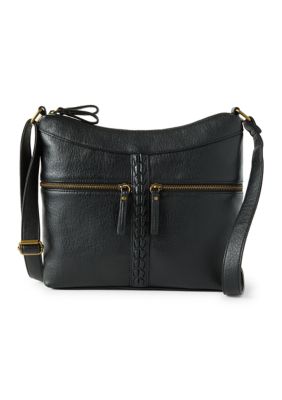 Bueno Double Top Zip Hobo Bag, Black