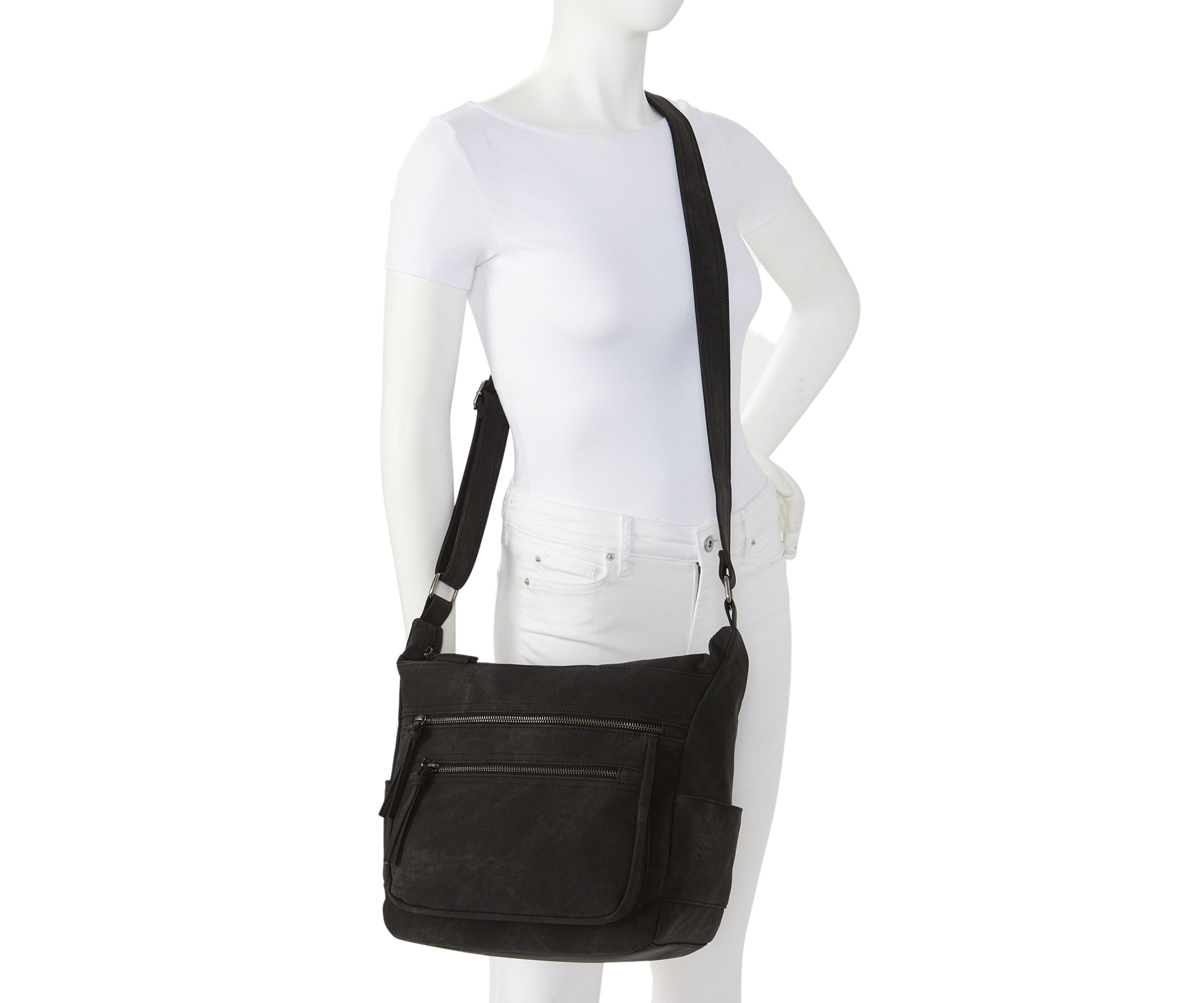 Tie Dye Twill Washed Multi Zip Hobo Crossbody Bag