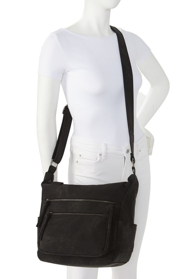Tie Dye Twill Washed Multi Zip Hobo Crossbody Bag