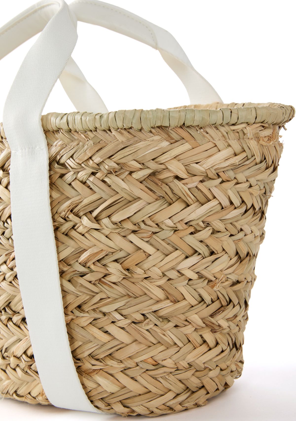 Straw Bucket Crossbody with Color Handle