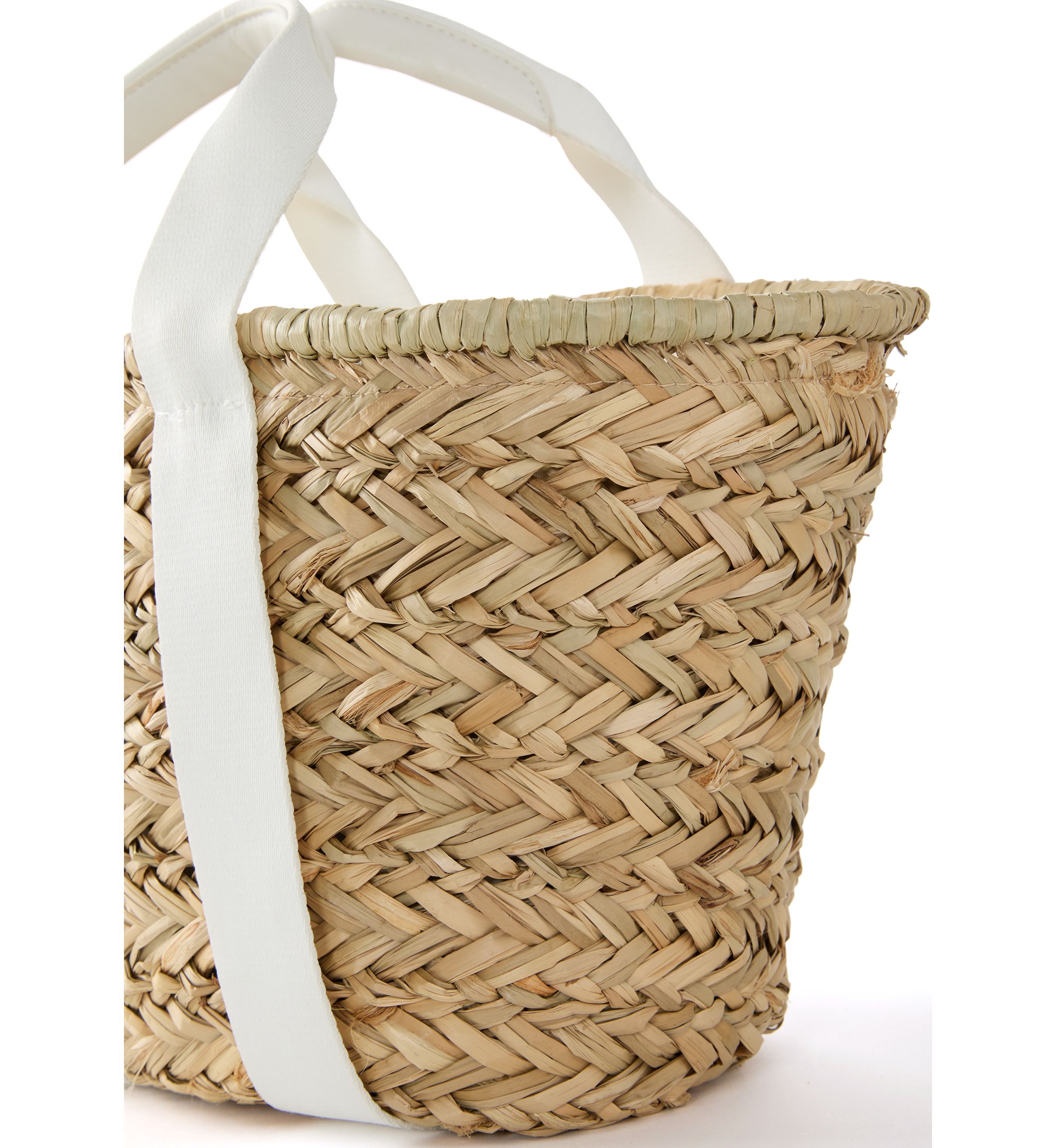 Straw Bucket Crossbody with Color Handle