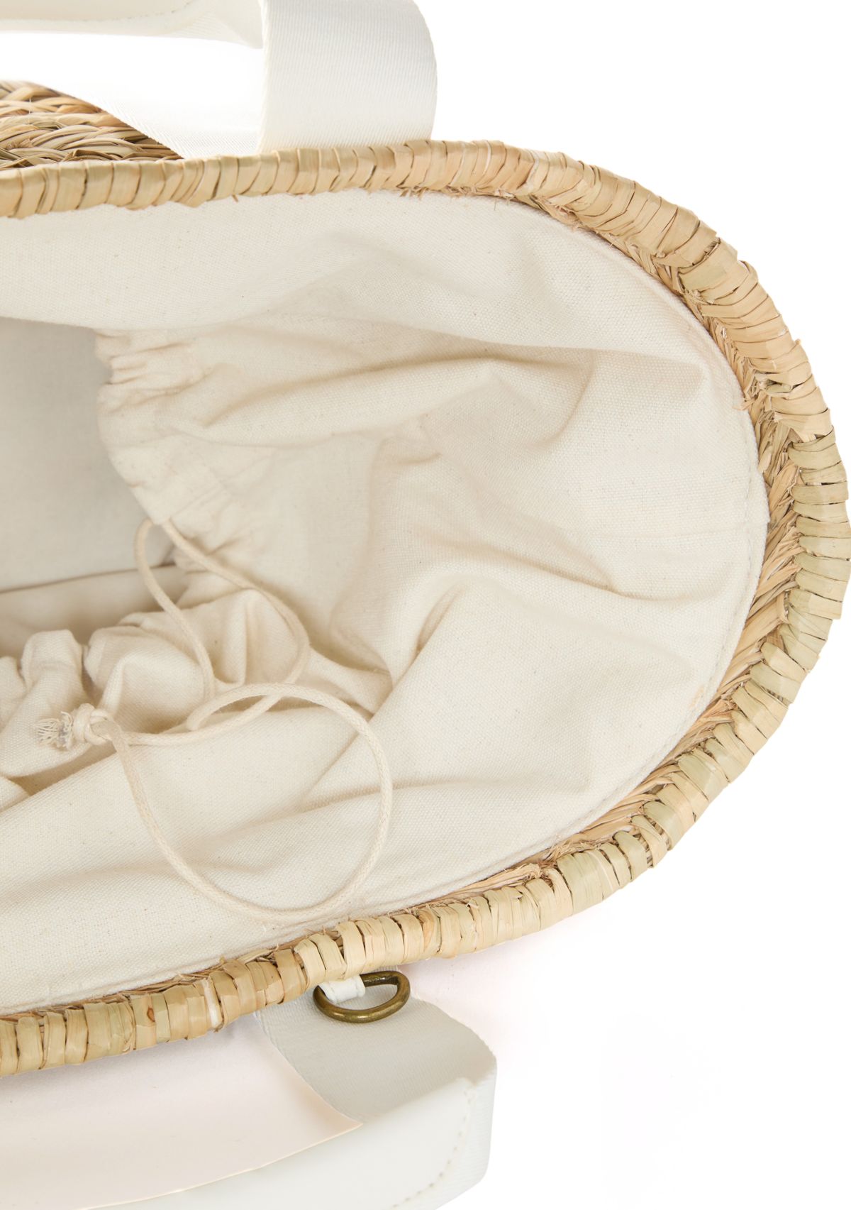 Straw Bucket Crossbody with Color Handle