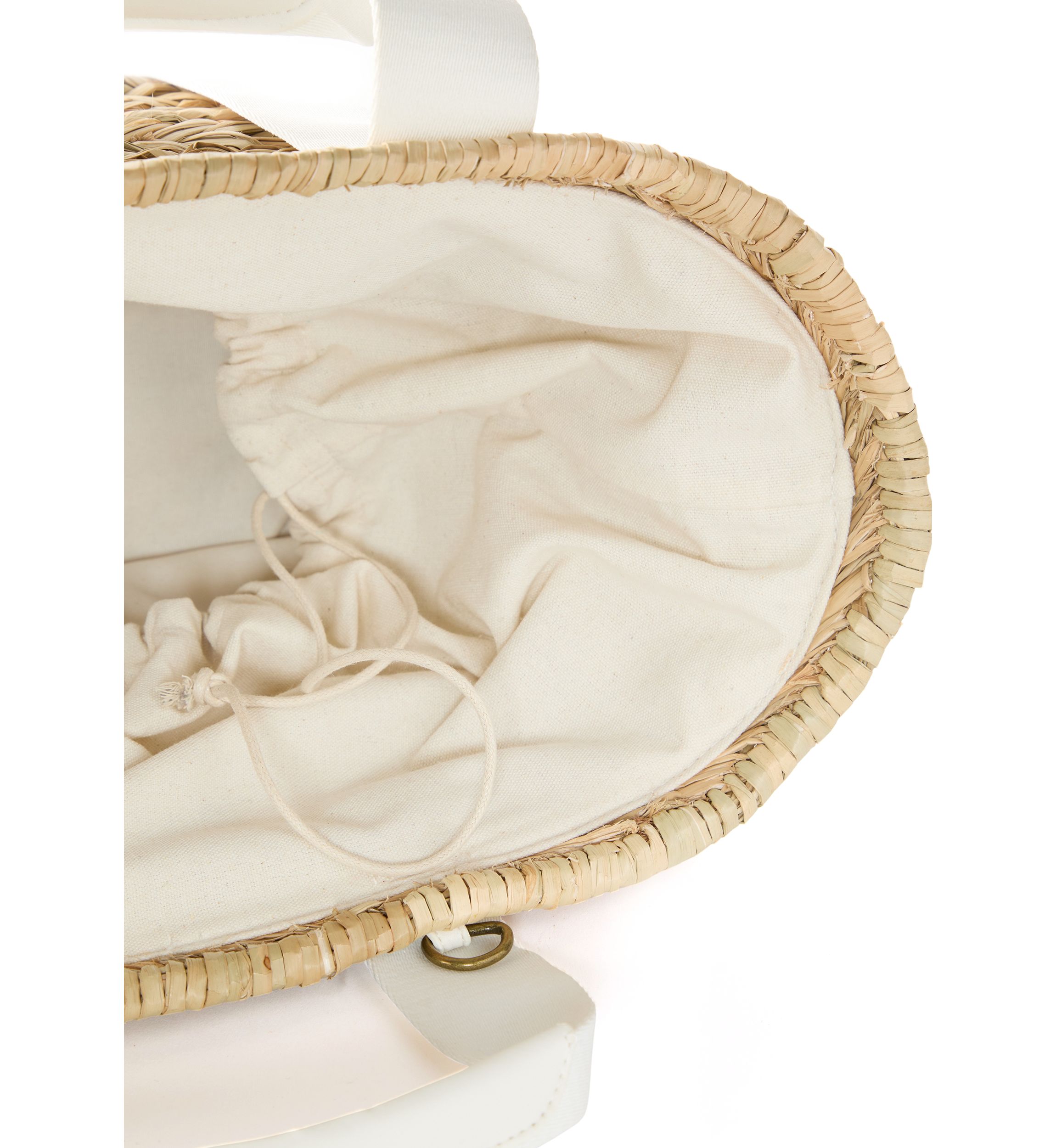 Straw Bucket Crossbody with Color Handle
