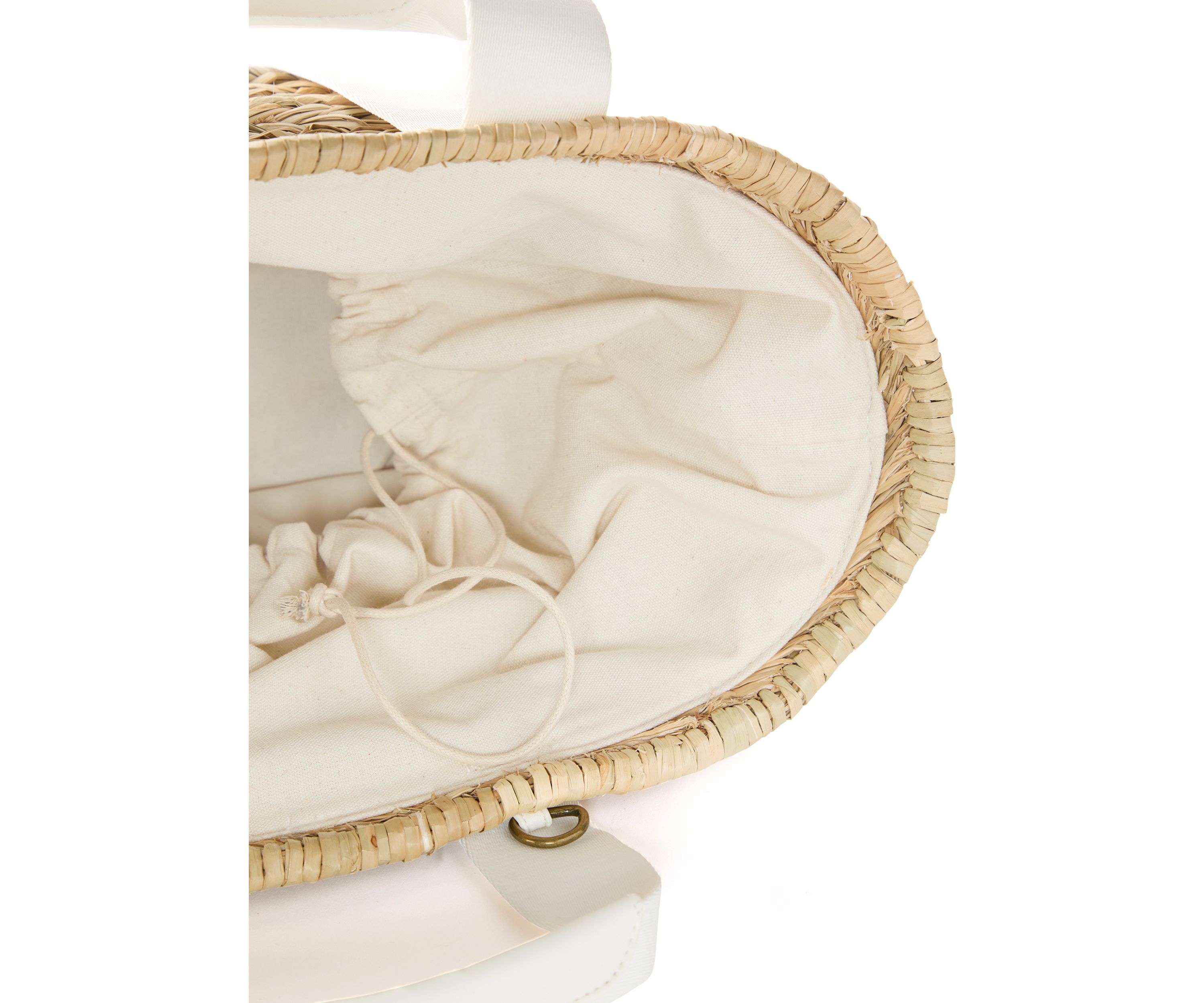 Straw Bucket Crossbody with Color Handle
