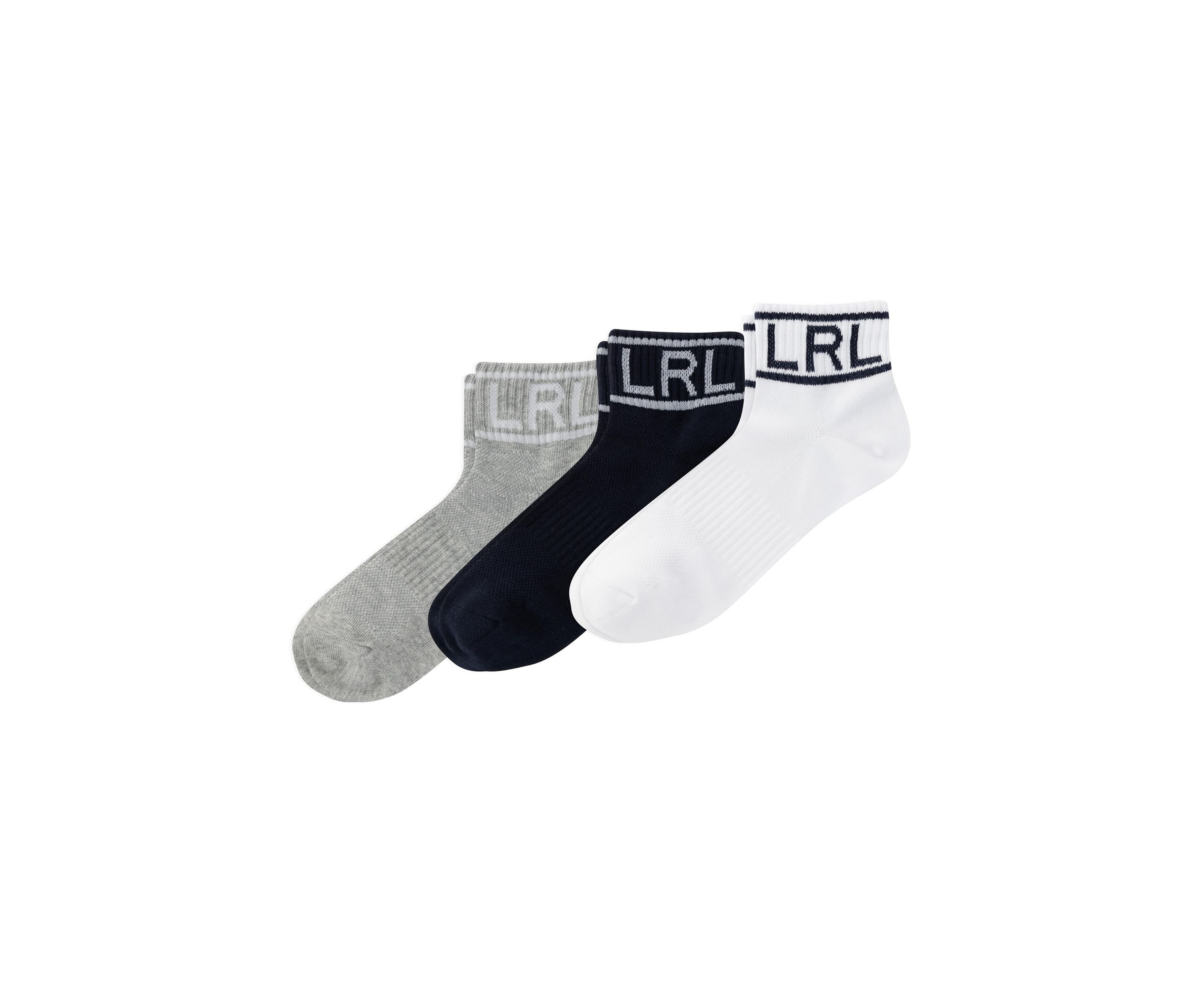 Logo Embroidered Quarter Socks - 3 Pack