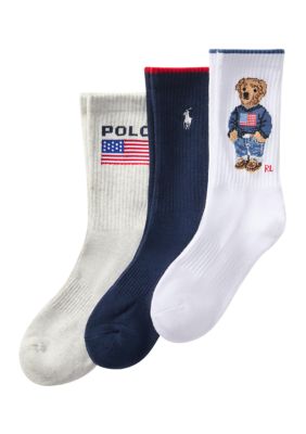 Lauren Ralph Lauren Women's Polo Bear Socks - 3 Pack, 9 - 11