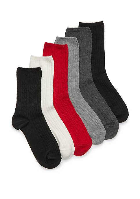 Cable Texture Trouser Socks - 6 Pack
