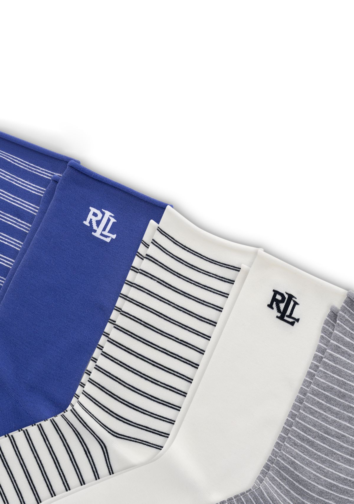 Womens Solid & Striped Socks - 6-Pack